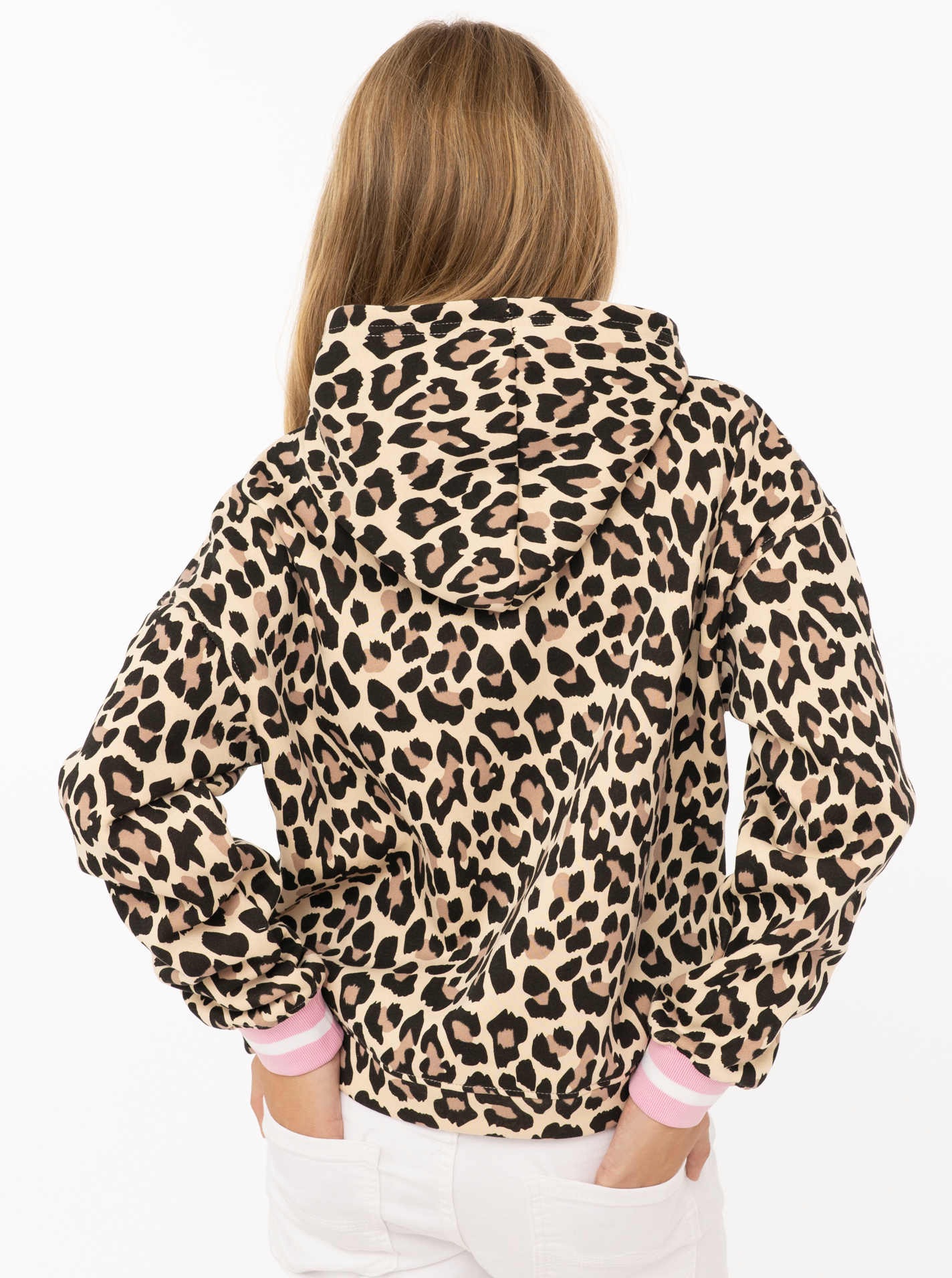 Zwillingsherz Sweatshirt »"Born Wild"«, Leo All-Over Print, gestickter Schriftzug, elastische Bündchen, Kapuze
