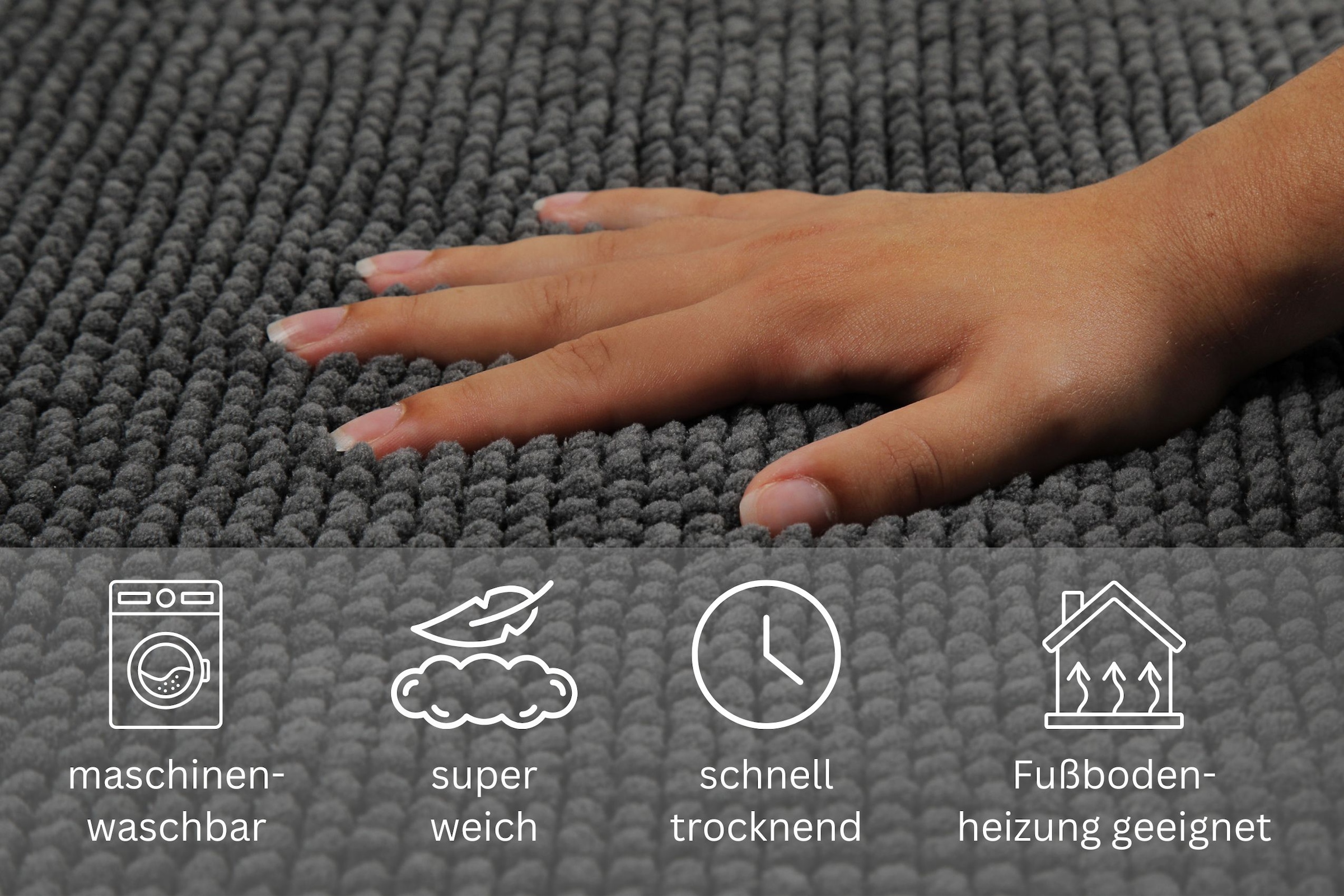 my home Badematte »Kaelan«, rutschhemmend beschichtet, fußbodenheizungsgeeignet, Badvorleger, Badteppich aus weicher Chenille, pastell Farben