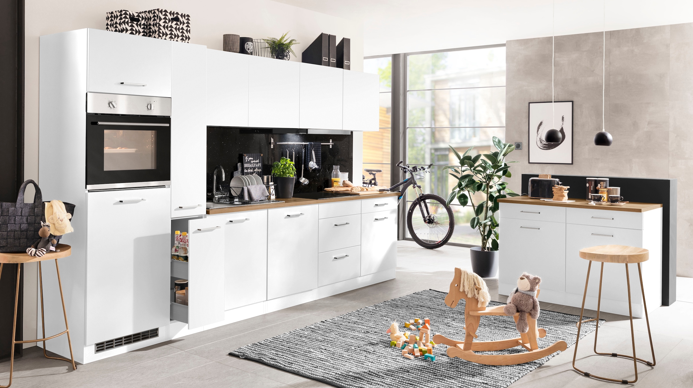 KOCHSTATION Küchenzeile »KS-Kehl«, mit E-Geräten, Breite 330 cm, inkl. Kühlschrank und Geschirrspüler