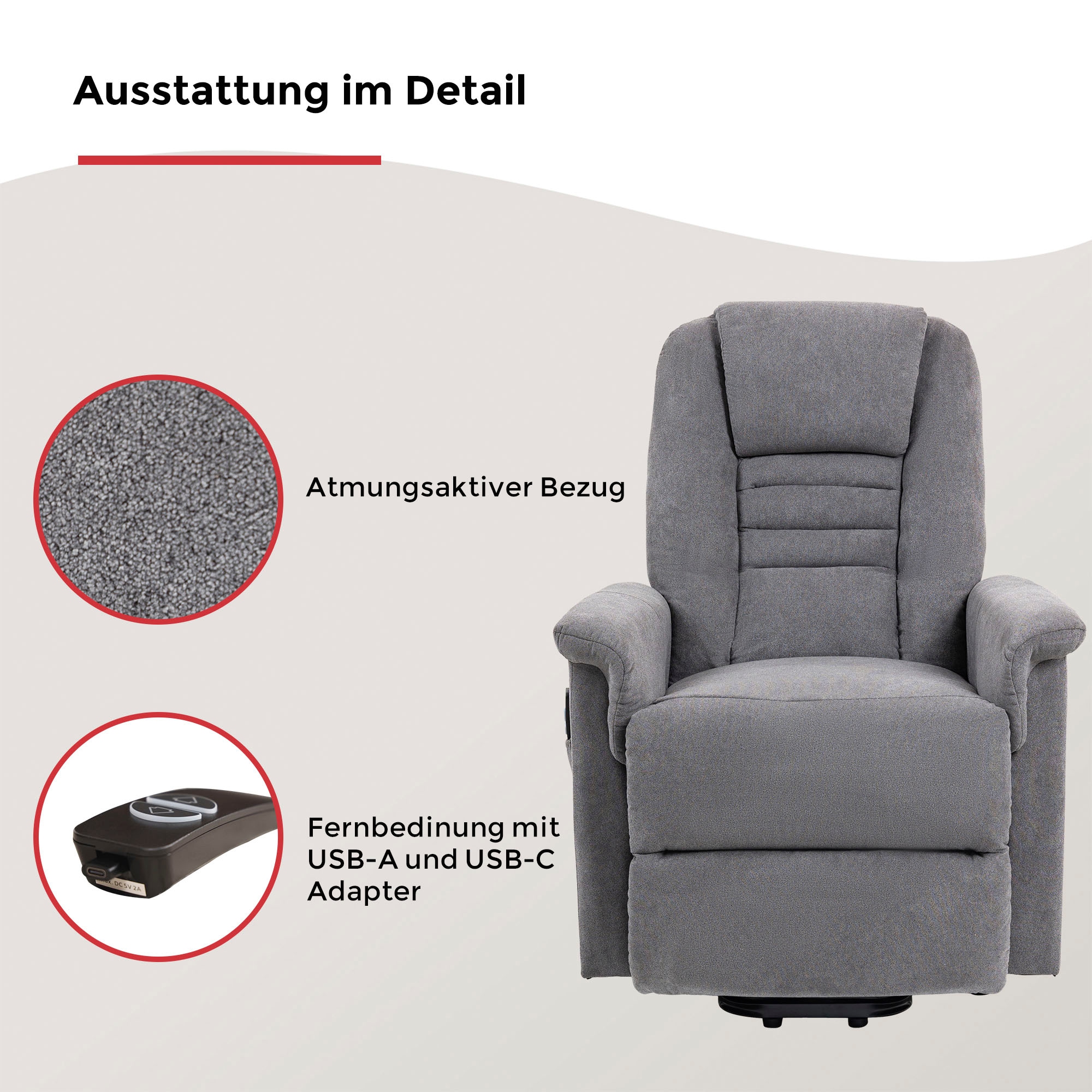 Duo Collection TV-Sessel »Granada mit elektrischer Aufstehhilfe« Relaxfunktion und Taschenfederkern mit Stahlwellenunterfederung