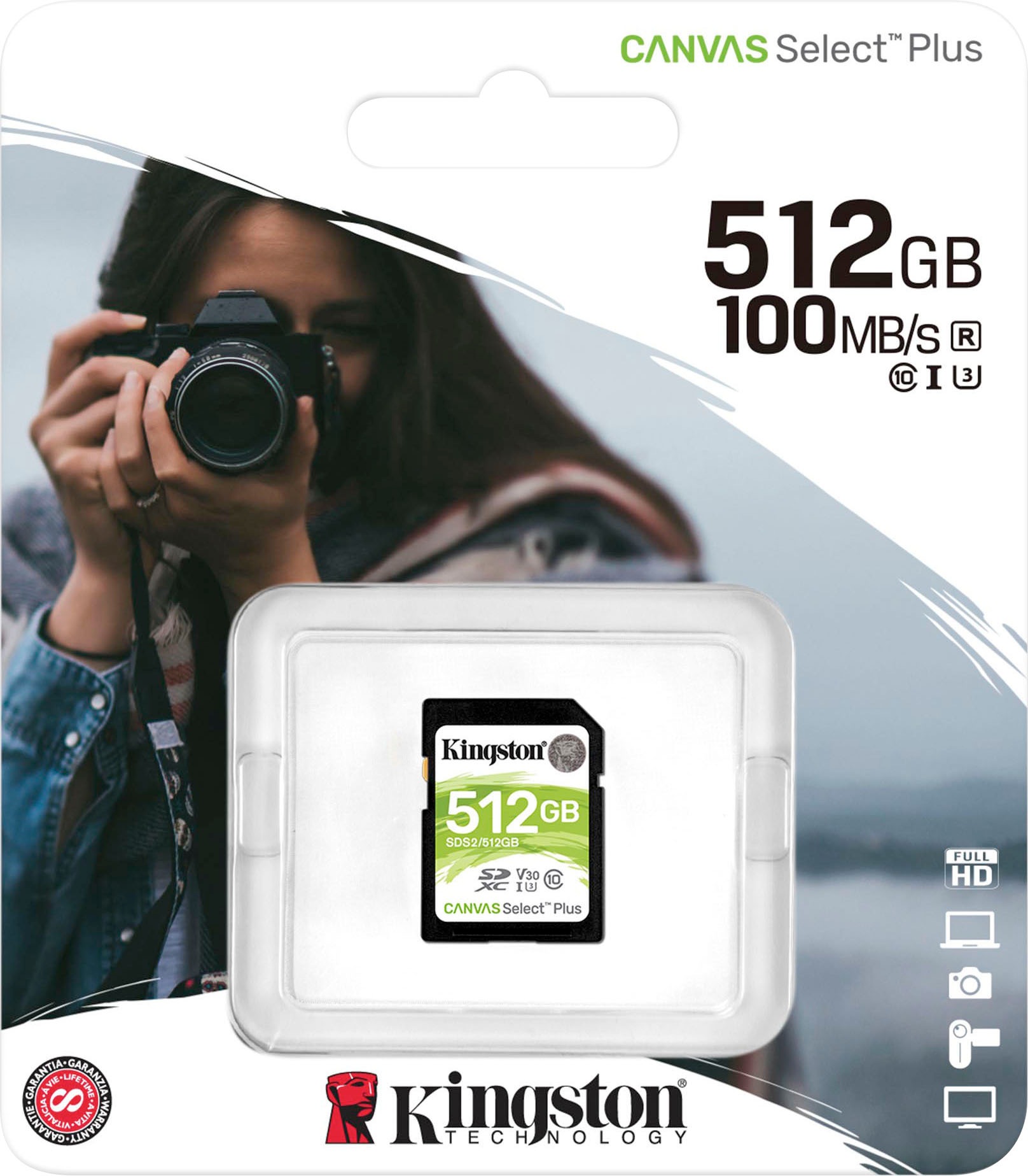 Kingston Speicherkarte »Canvas Select Plus SD 512GB«, (UHS-I Class 10 100 MB/s Lesegeschwindigkeit)