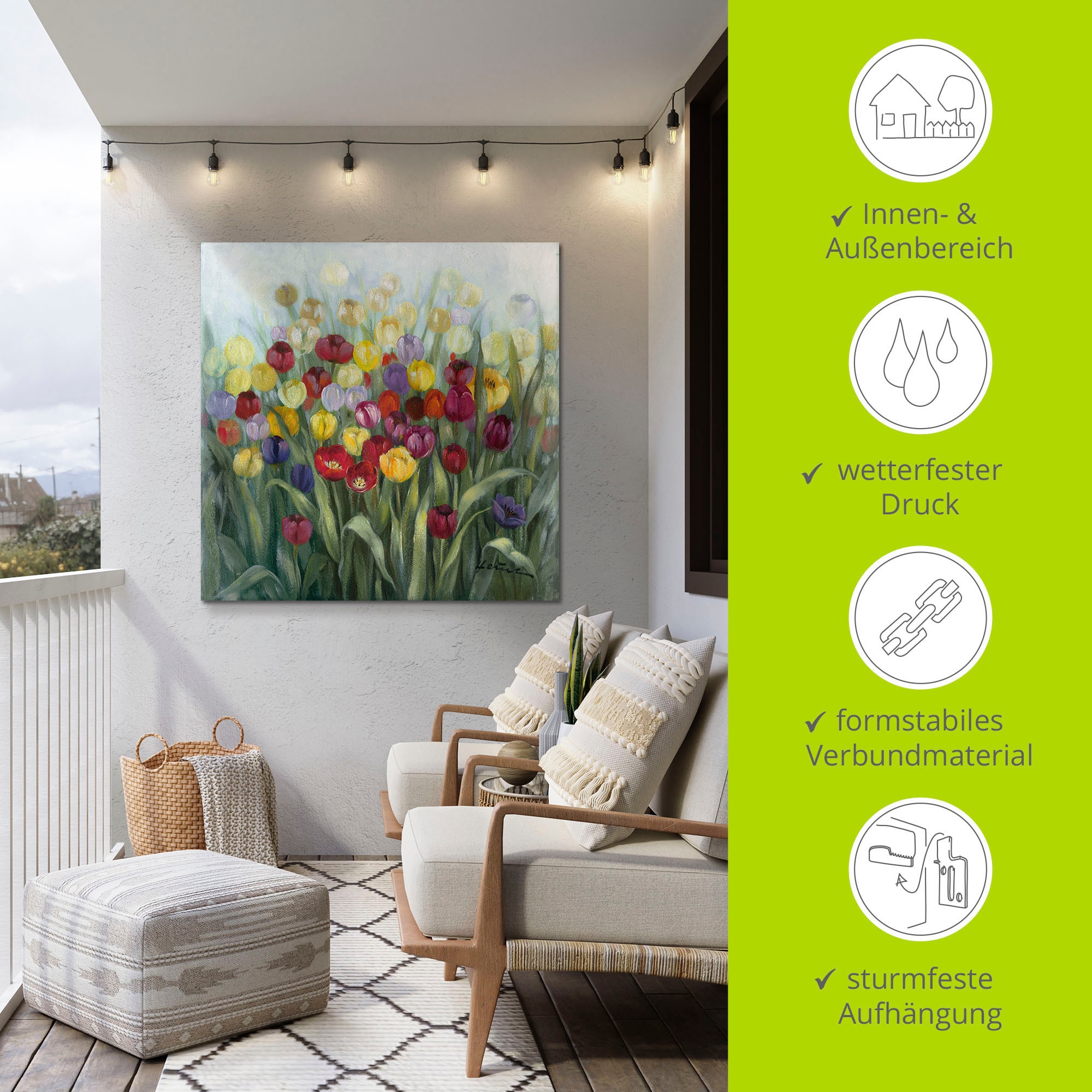 Artland Wandbild »Tulpenwiese II«, Blumenwiese, (1 St.), als Alubild, Outdoorbild, Leinwandbild, Poster in verschied. Größen