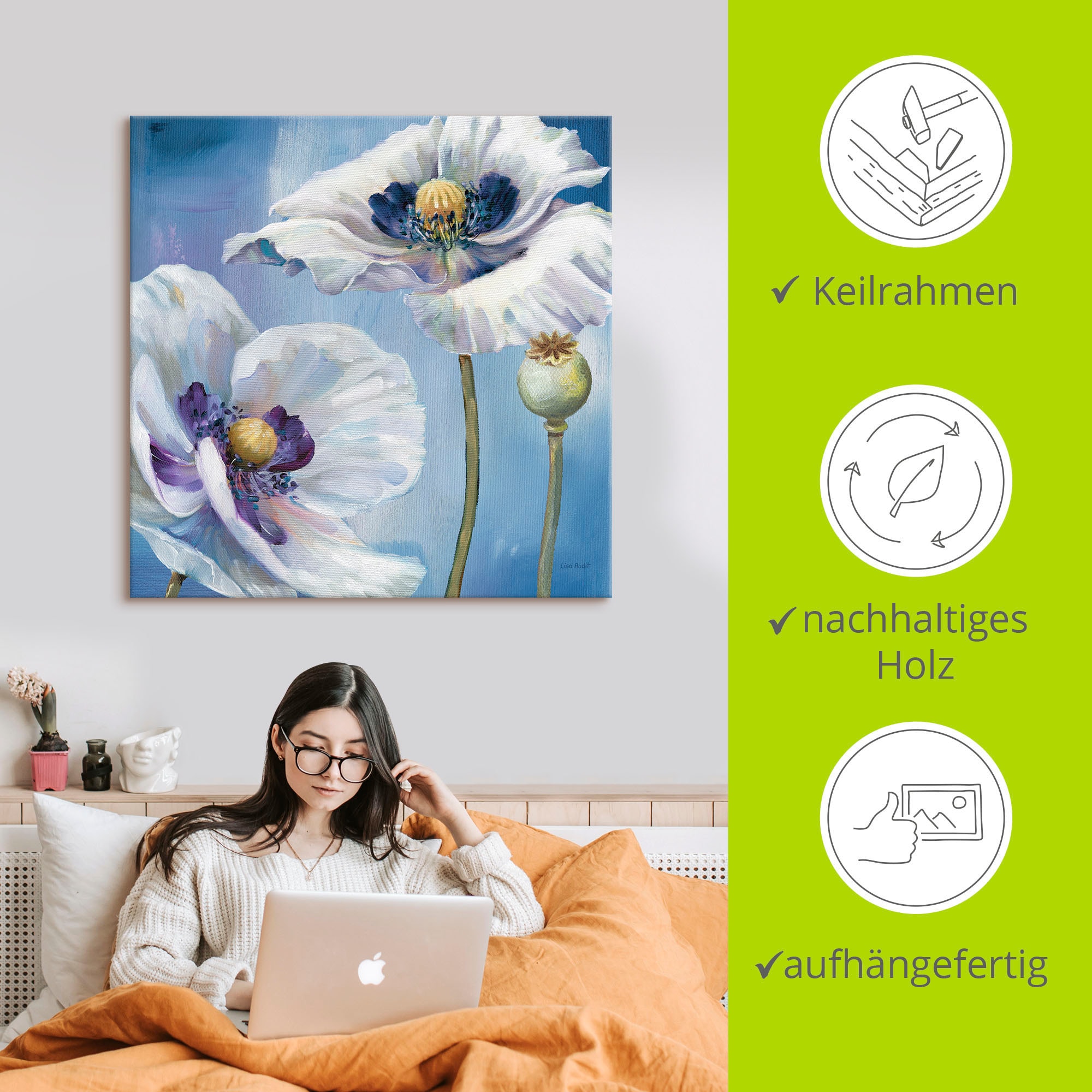 Artland Wandbild »Blauer Tanz II«, Blumen, (1 St.), als Leinwandbild, Poster in verschied. Größen