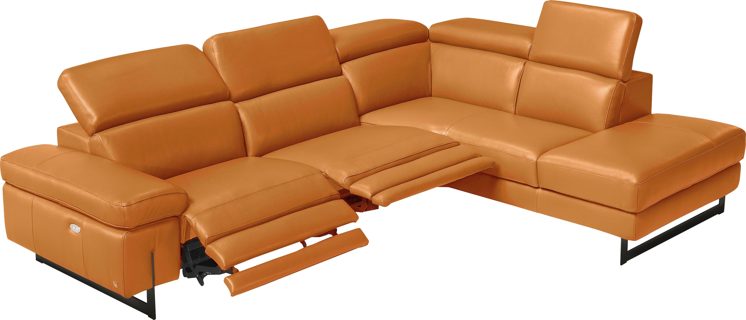 Egoitaliano Ecksofa "Candice, elegant, edel und bequem, erstklassiger Sitzkomfort, L-Form" inkl. 2 elektrischer Relaxfunktionen, Bedienung über Taste an Armlehne