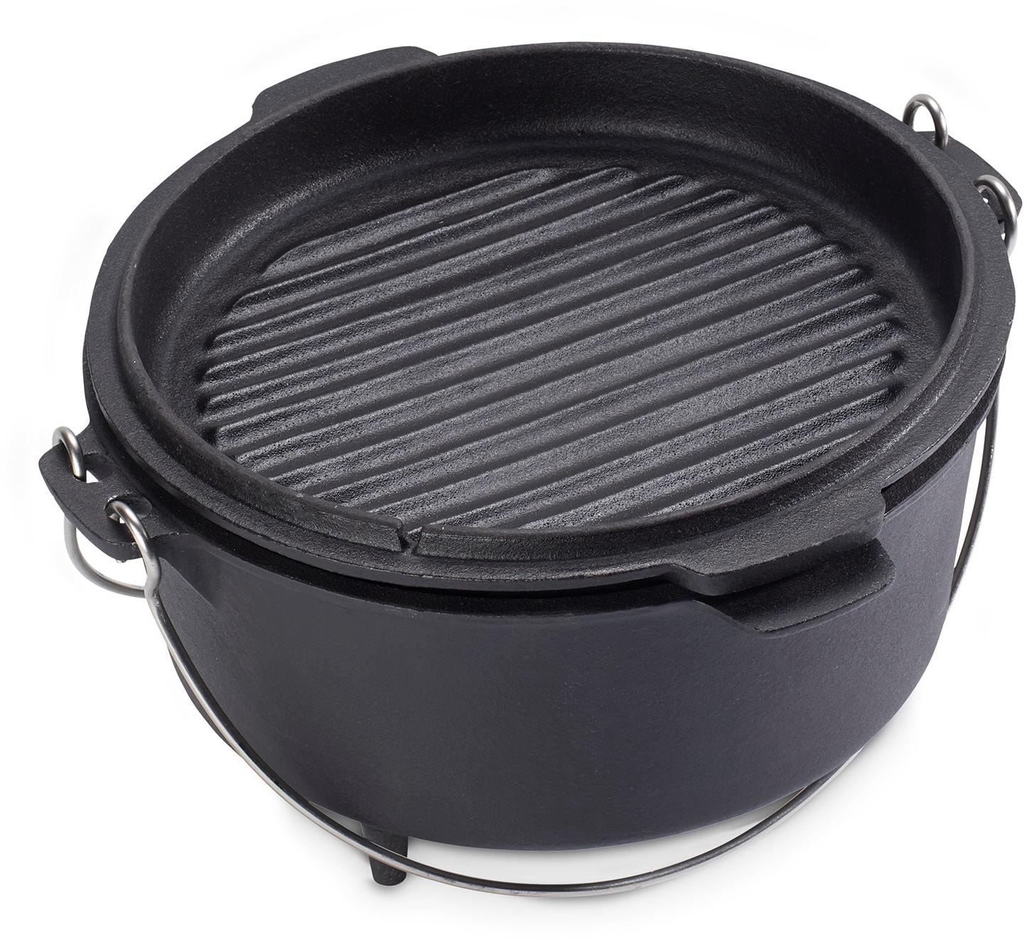 ECHTWERK Schmortopf »Dutch Oven«, Gusseisen, (1 tlg.), Feuertopf, Gusseisen BBQ Kochtopf, bereits eingebrannt, 4,9 Liter