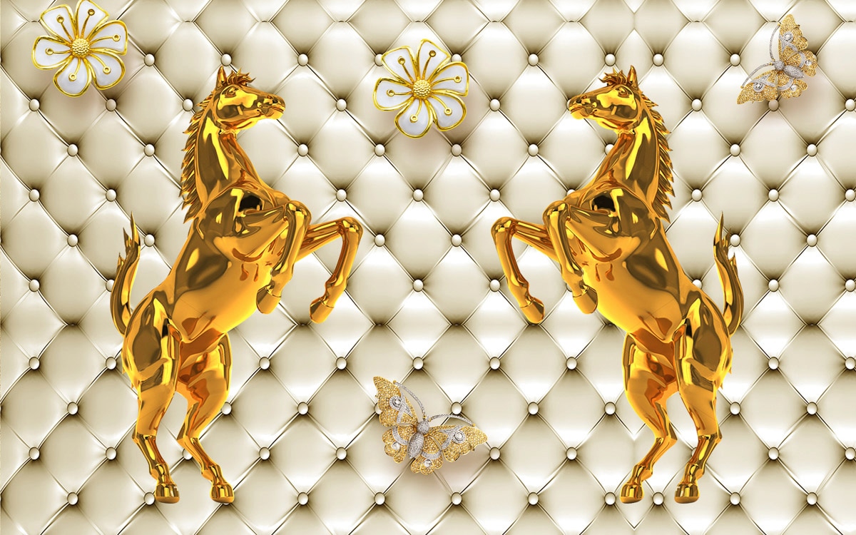 Papermoon "Muster mit Pferden gold weiß"