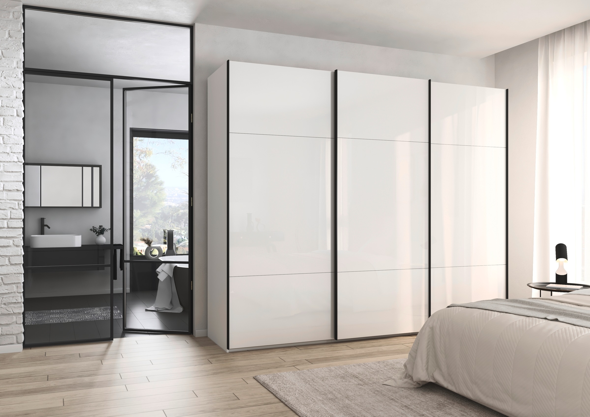 rauch Schwebetürenschrank »Kleiderschrank Schrank Garderobe Schlafzimmerschrank CONTIDO«, (in 3 verschiedenen Ausstattungen BASIC/CLASSIC/PREMIUM), aus hochwertigem Material in 6 Breiten 2 Griff-Farben MADE IN GERMANY