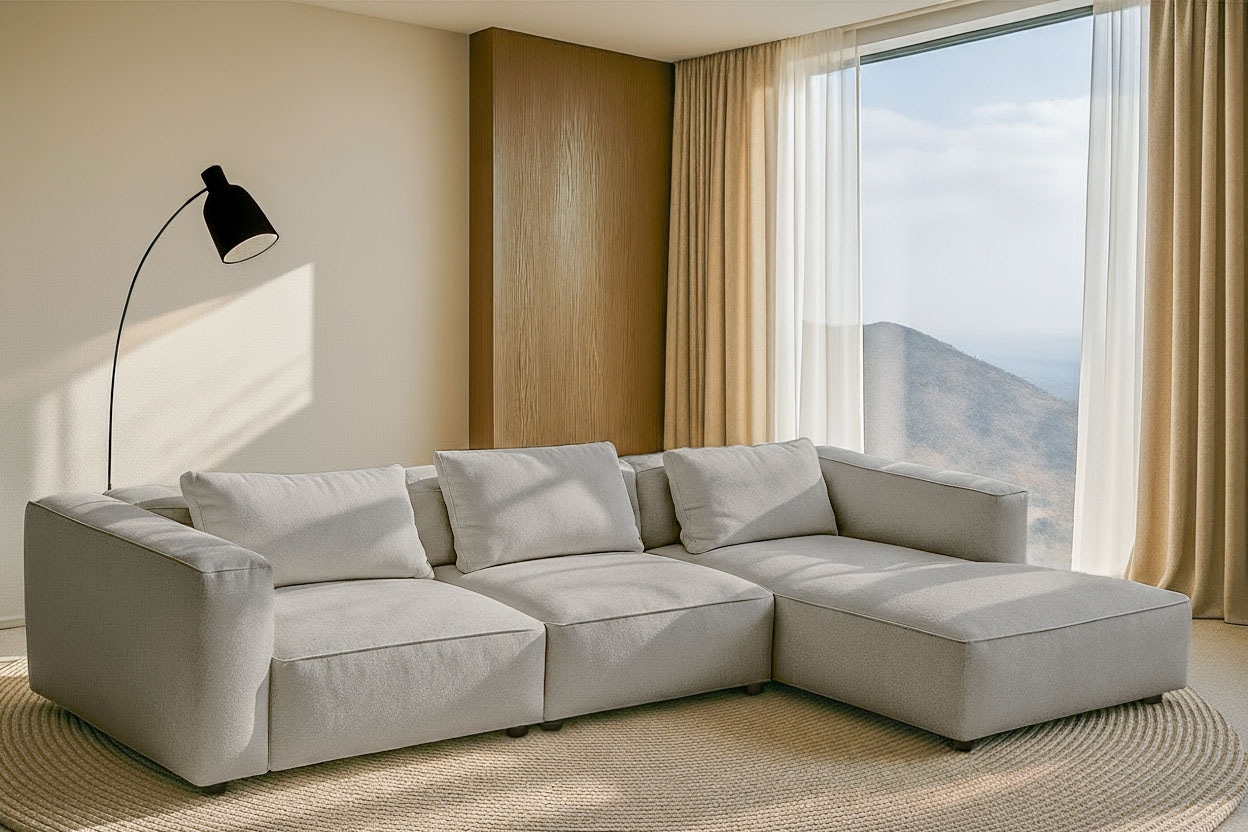 Home affaire Ecksofa "Tvinnet" Breite 317 cm, extra tiefe Sitzfläche, kubisches Sitzvergnügen