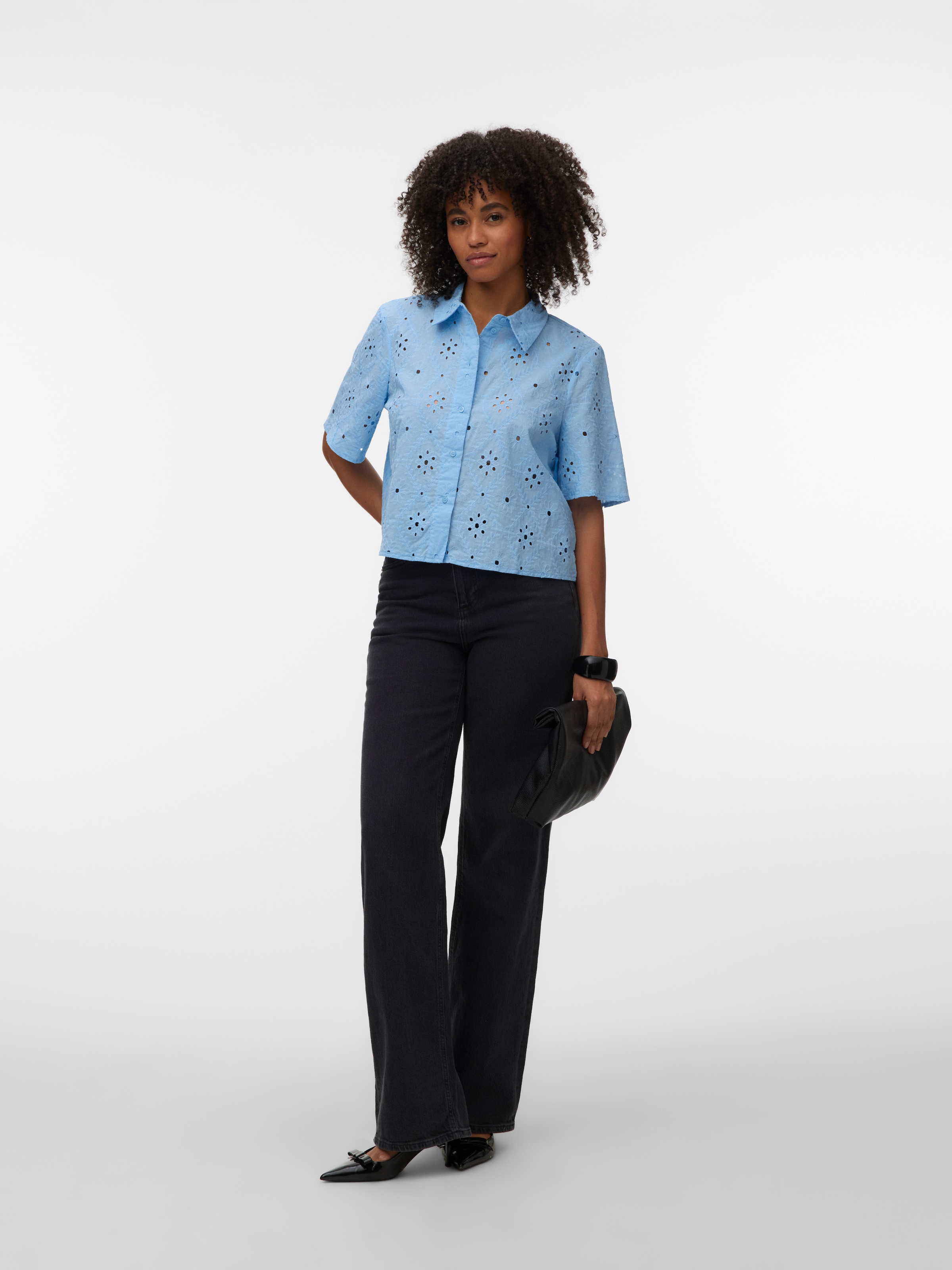 Vero Moda Kurzarmbluse »VMELIZA SHORT 2/4 SLEEVE SHIRT WVN NOOS« Baumwolle