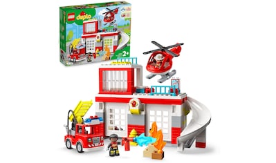 Konstruktionsspielsteine »Feuerwehrwache mit Hubschrauber (10970), LEGO® DUPLO«, (117...