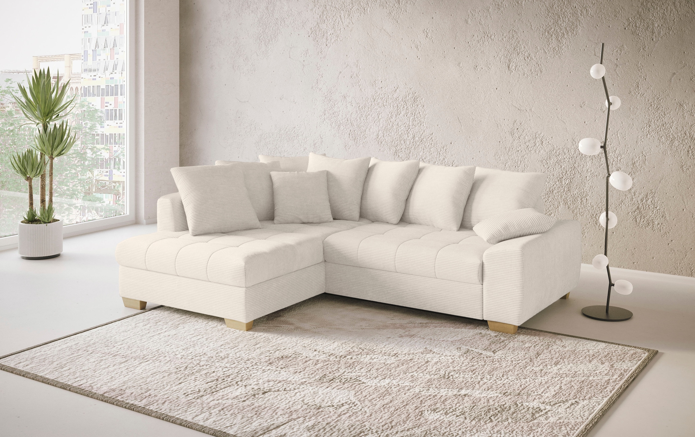 Mr. Couch Ecksofa »Nikita II, L-Form«, Wahlweise mit Bettfunktion, Bettkasten & RGB-LED-Beleuchtung