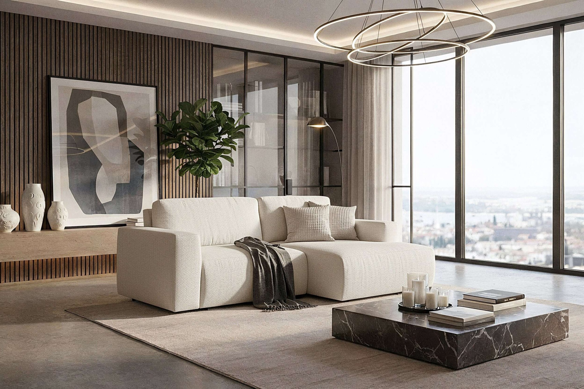 Thumbnail - andas Schlafsofa "Noord Schlafecksofa, Breite 250 cm" Cord, Struktur, Webstoff, mit Wellenunterfederung, Massivholzrahme...