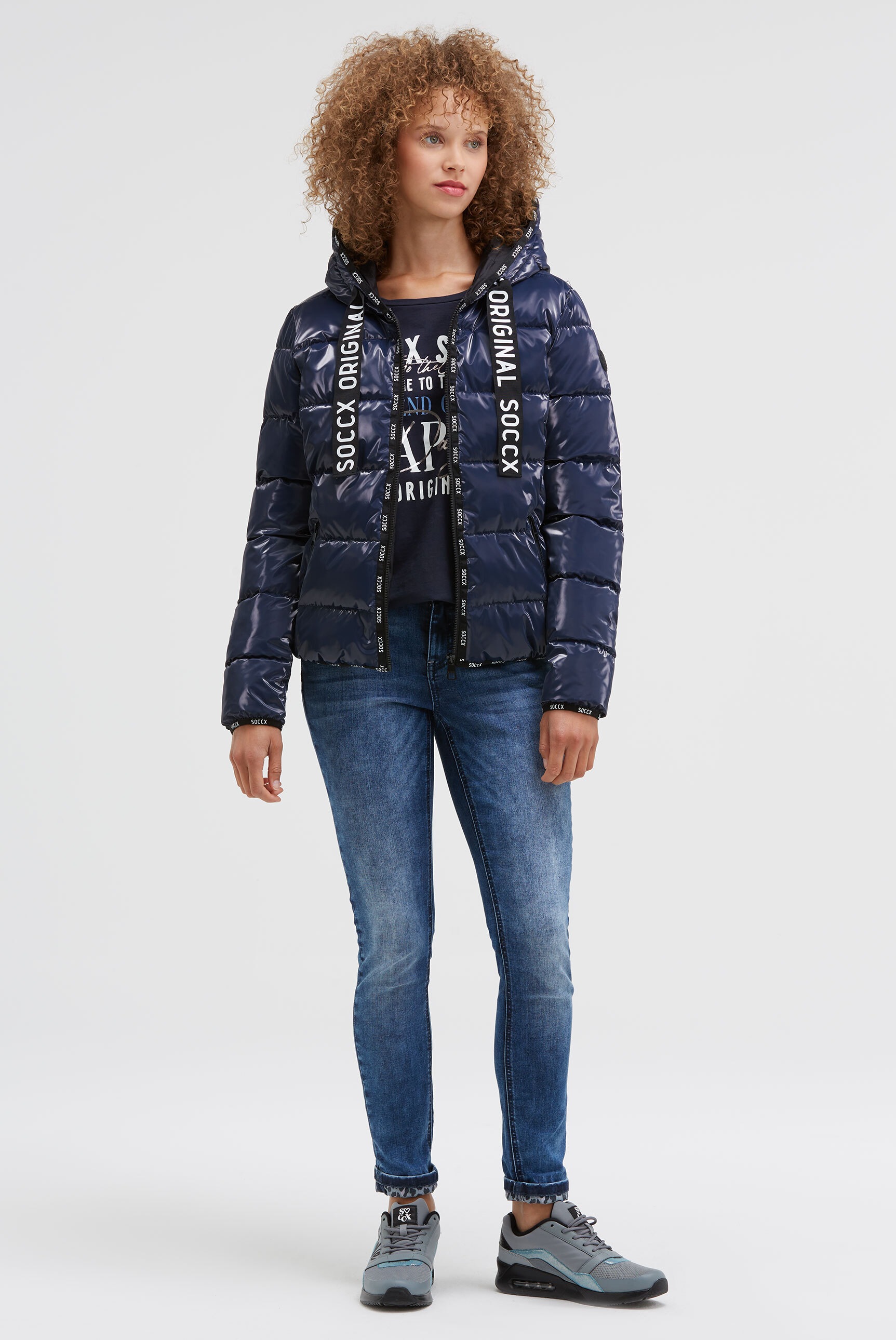 Thumbnail - SOCCX Winterjacke mit Kapuze mit elastischem Saumabschluss