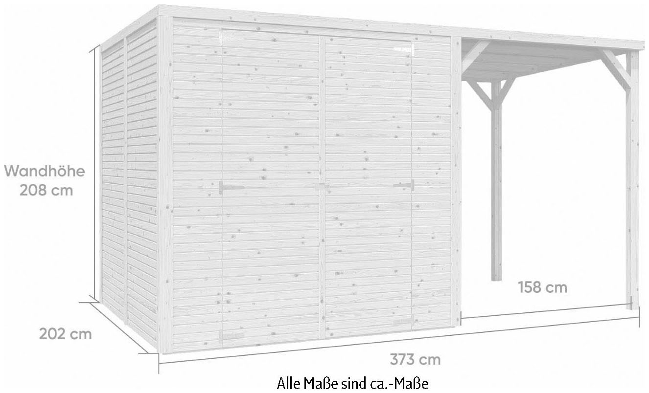 KONIFERA Gartenhaus »Beno 3 PLUS Fineline Flachdach«, mit Anbaudach