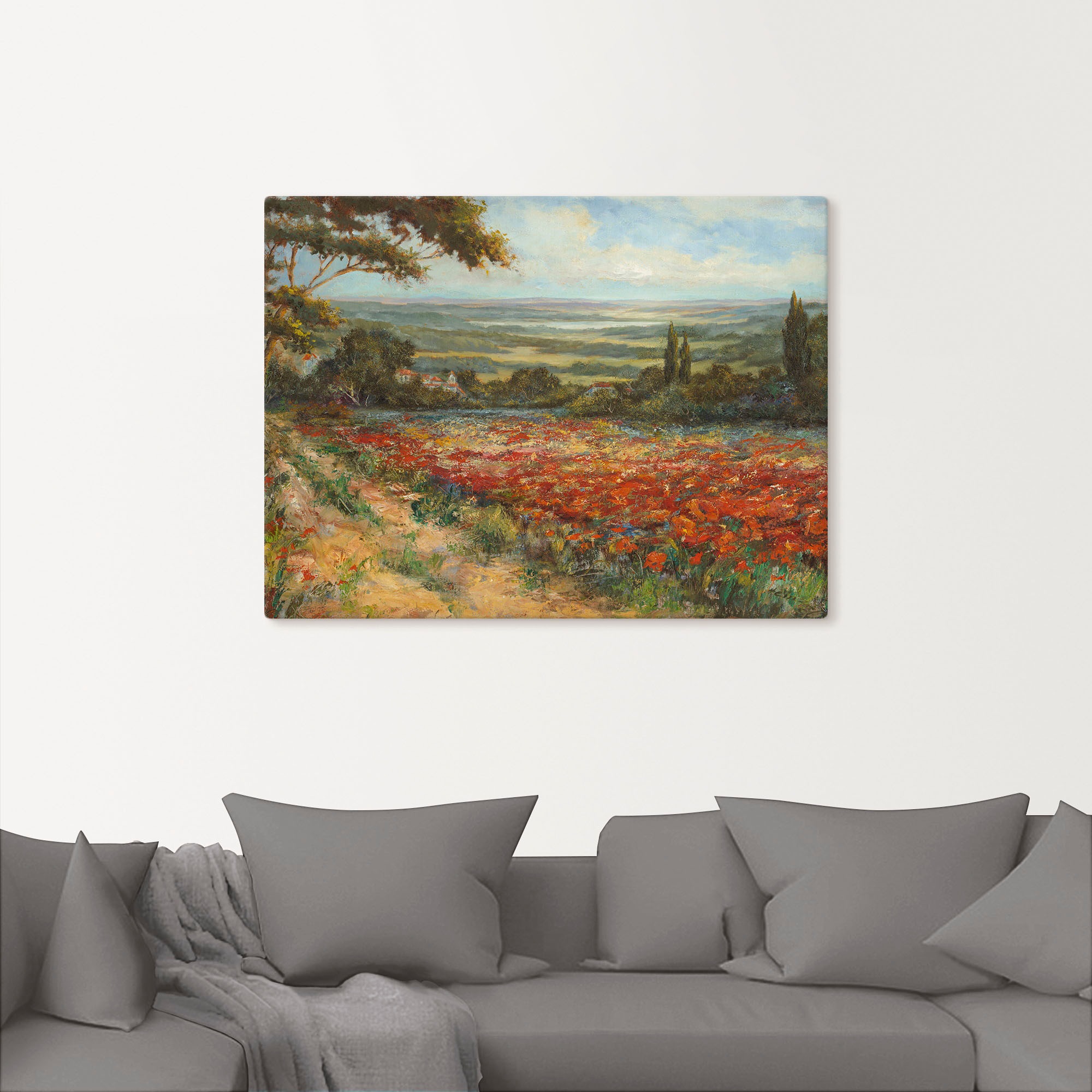 Artland Wandbild "Weg am Mohnfeld" Wiesen & Bäume 1 Stk. tlg. als Leinwandb günstig online kaufen