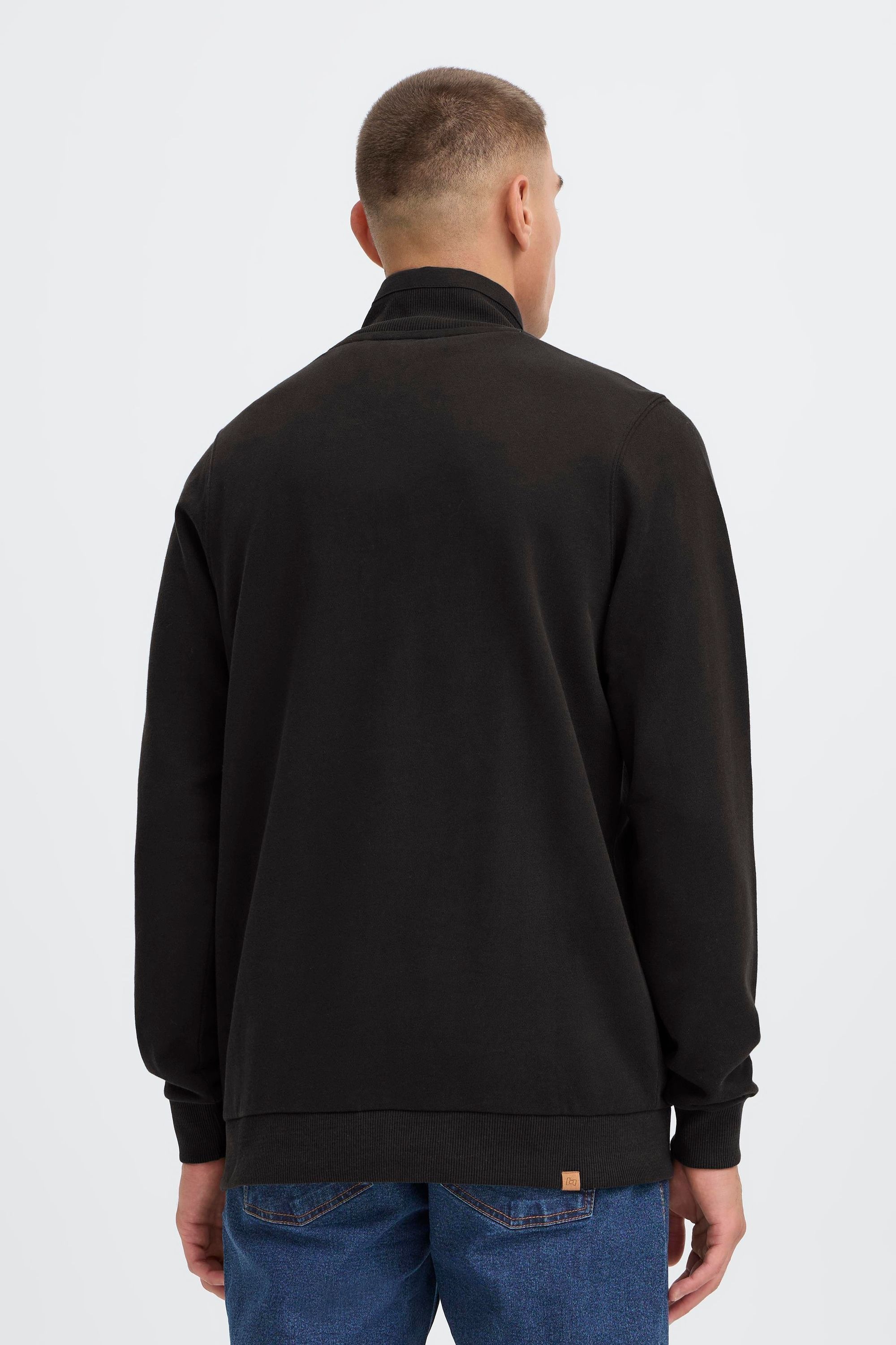 Sweatjacke BLEND "BHLapox", Herren, Gr. S, schwarz, Sweatware, 100% Baumwolle, unifarben, normal normal, hoch geschlossener Ausschnitt, elastischer Bund, Sweatjacken Sweatjacke, Basic Sweatjacke mit Taschen 6