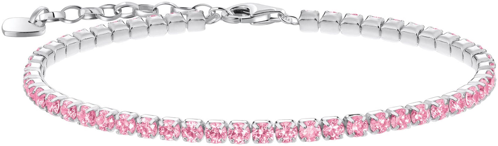 Armband THOMAS SABO "Schmuck Silber 925 Tennisarmband" Gr. 19, bunt (silberfarben, pink, pink), Armbänder, Damen, 19, Silber 925 (recycelt), Armkette, mit Zirkonia (synth.)