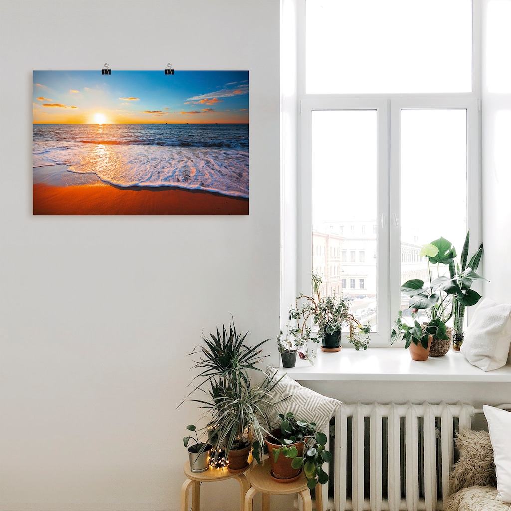 Artland Wandbild »Sonnenuntergang und das Meer«, Strand, (1 St.), als Alubild, Outdoorbild, Leinwandbild, Poster in verschied. Größen