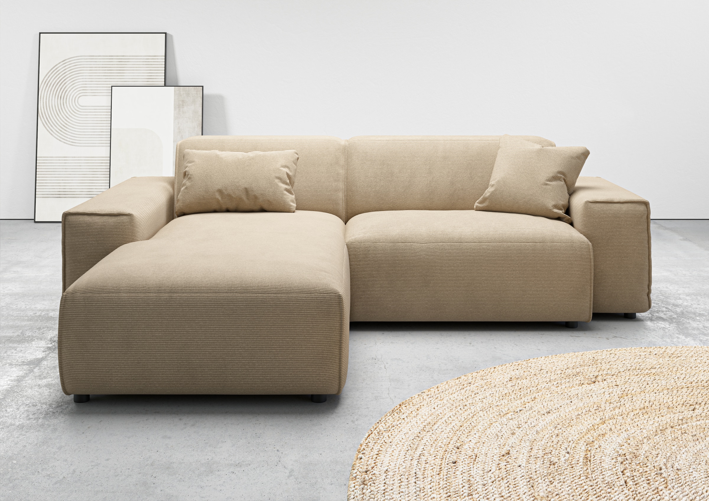 Home affaire Ecksofa "Glimminge L-Form auch in Breitcord, Feincord + Easy care-Bezug," Breite 234, Zierkissen