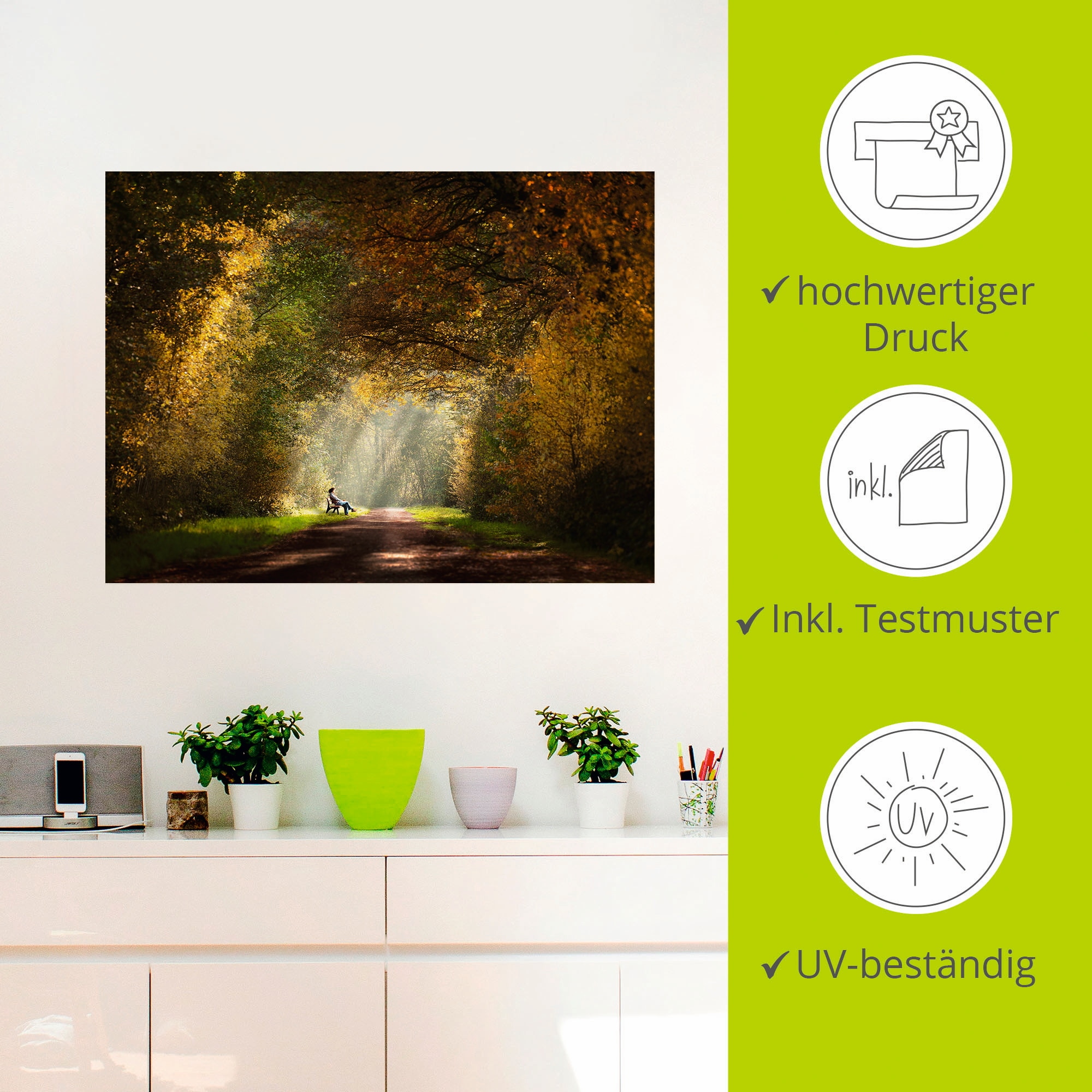 Artland Wandbild »Licht am Ende des Tunnels...«, Wald, (1 St.), als Leinwandbild, Wandaufkleber in verschied. Größen