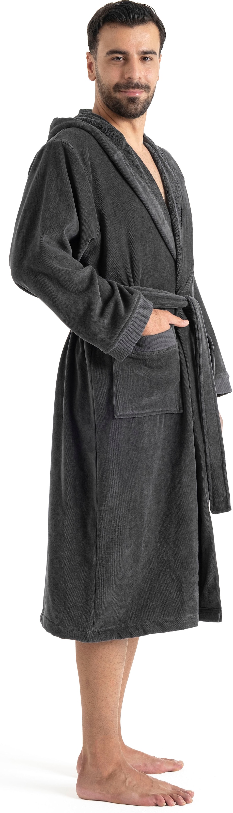 OTTO home Unisex-Bademantel »Fenya, 330 g/m², ideal für Sauna & Spa, Hotelbademantel, Morgenmantel«, (1 St.), Reißverschlusstaschen, weich mit GRATIS-Zugabe: 1x Duschtuch 70x140 cm