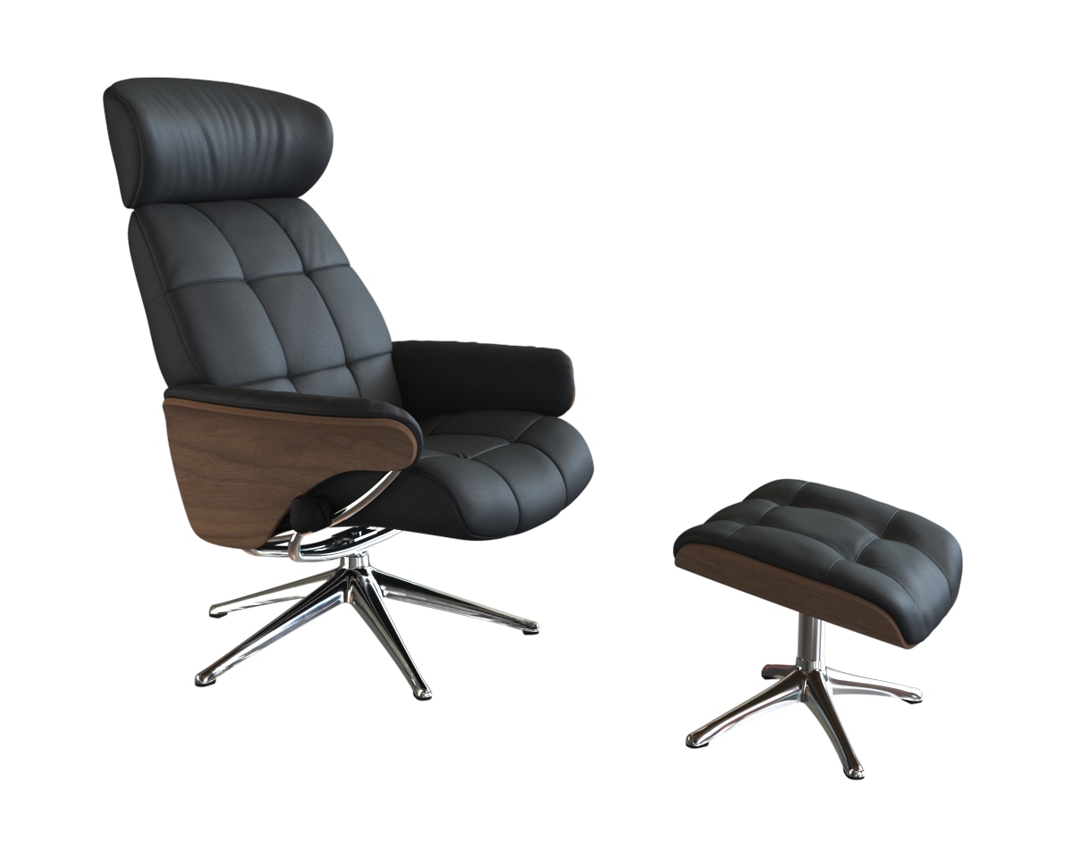 FLEXLUX Relaxsessel »Skagen Funktionsessel, Polstersessel, Armlehne, TV-Fernsehsessel«, Rücken- und Kopfteilverstellung, Fuß Alu, Armlehne Eiche, Drehbar