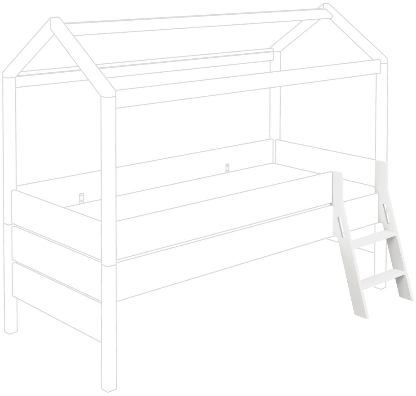 Anlegeleiter PAIDI, B:44cm H:80cm L:29cm, weiß, Massivholz, Leitern, "TINY HOUSE zur Erweiterung des Bettes", Leiter ist beidseitig montierbar