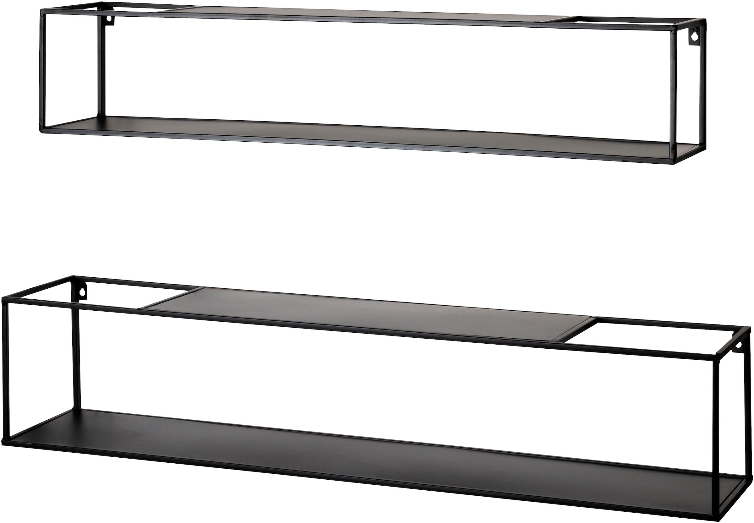 HAKU Wandregal »Hängeregal, Wandboard« Set,  rechteckig - aus Metall Schwarz - B/T/H 85/17/17 und 95/20/20 cm