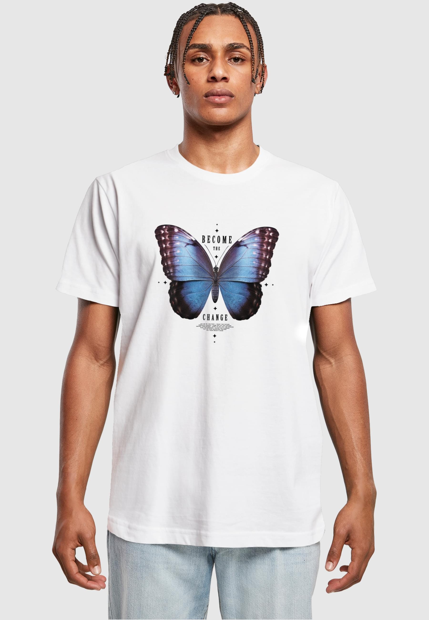 MisterTee T-Shirt »MisterTee Herren Become the Change Butterfly Tee«, (1 tlg.)