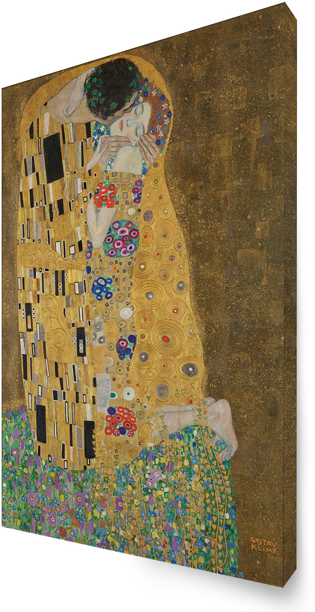 Leinwandbild ART FOR THE HOME "Kuss (Gustav Klimt)", bunt (farbe bild(er): mehrfarbig), B:70cm H:60cm T:3cm, Bilder, Leinwandbild, der Kuss 100 x 70 cm 2