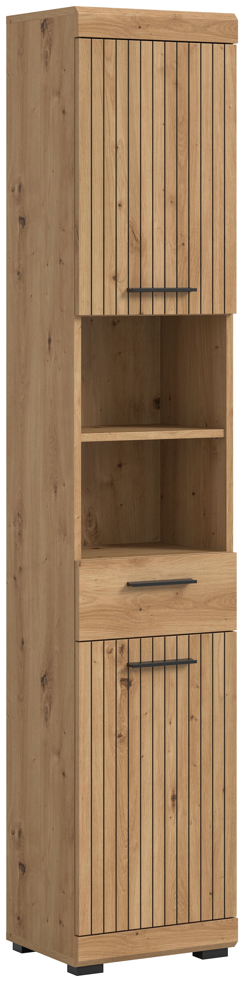 welltime Hochschrank "SIENA, Breite 37cm, 2 Tür, 1 Schubkasten, 2 offene Fächer, MDF-Front" TOPSELLER, 1 Stk. tlg. in verschiedenen Farben erhältlich, Badmöbel, Badschrank, Schrank, Bad