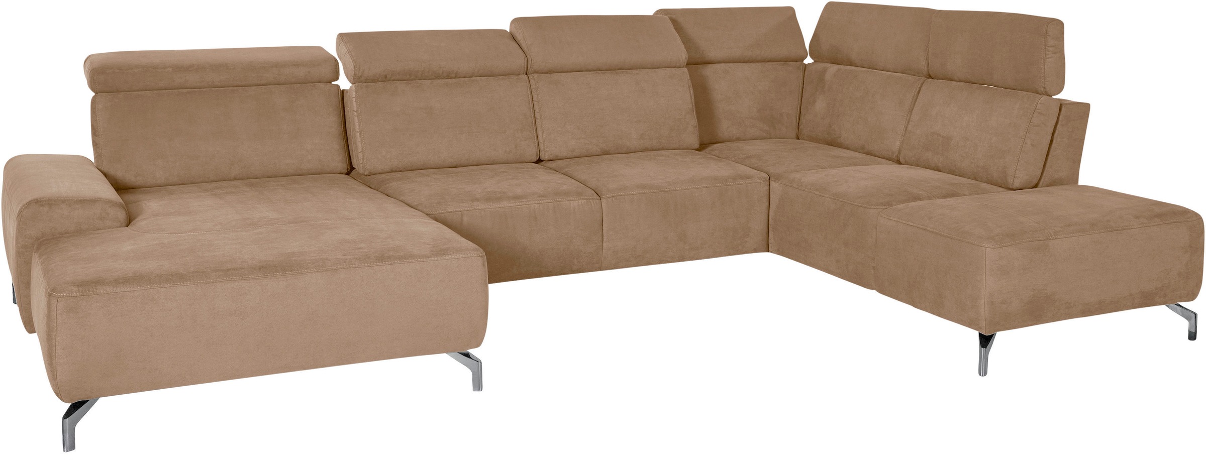 sit&more Wohnlandschaft »Gizeh U-Form«, 12 cm Fußhöhe, inklusive Sitztiefenverstellung und Kopfteilverstellung