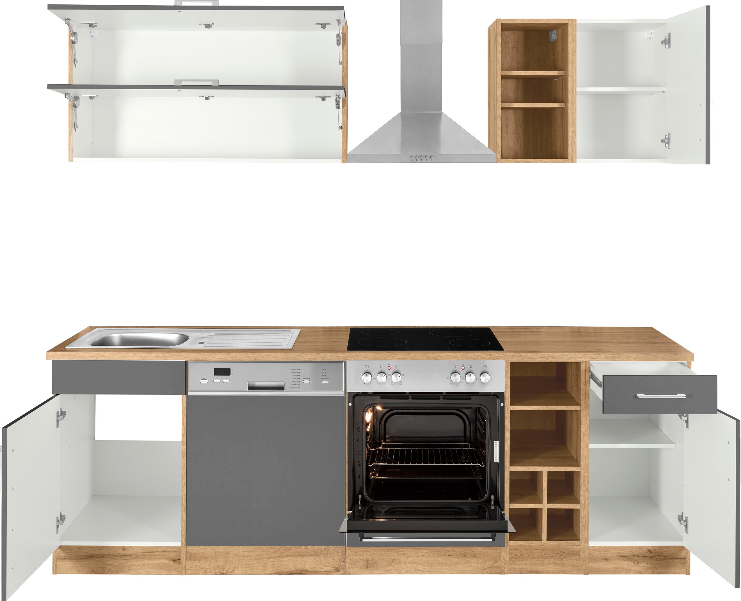KOCHSTATION Küchenzeile »KS-Colmar«, mit E-Geräten, Breite 240 cm