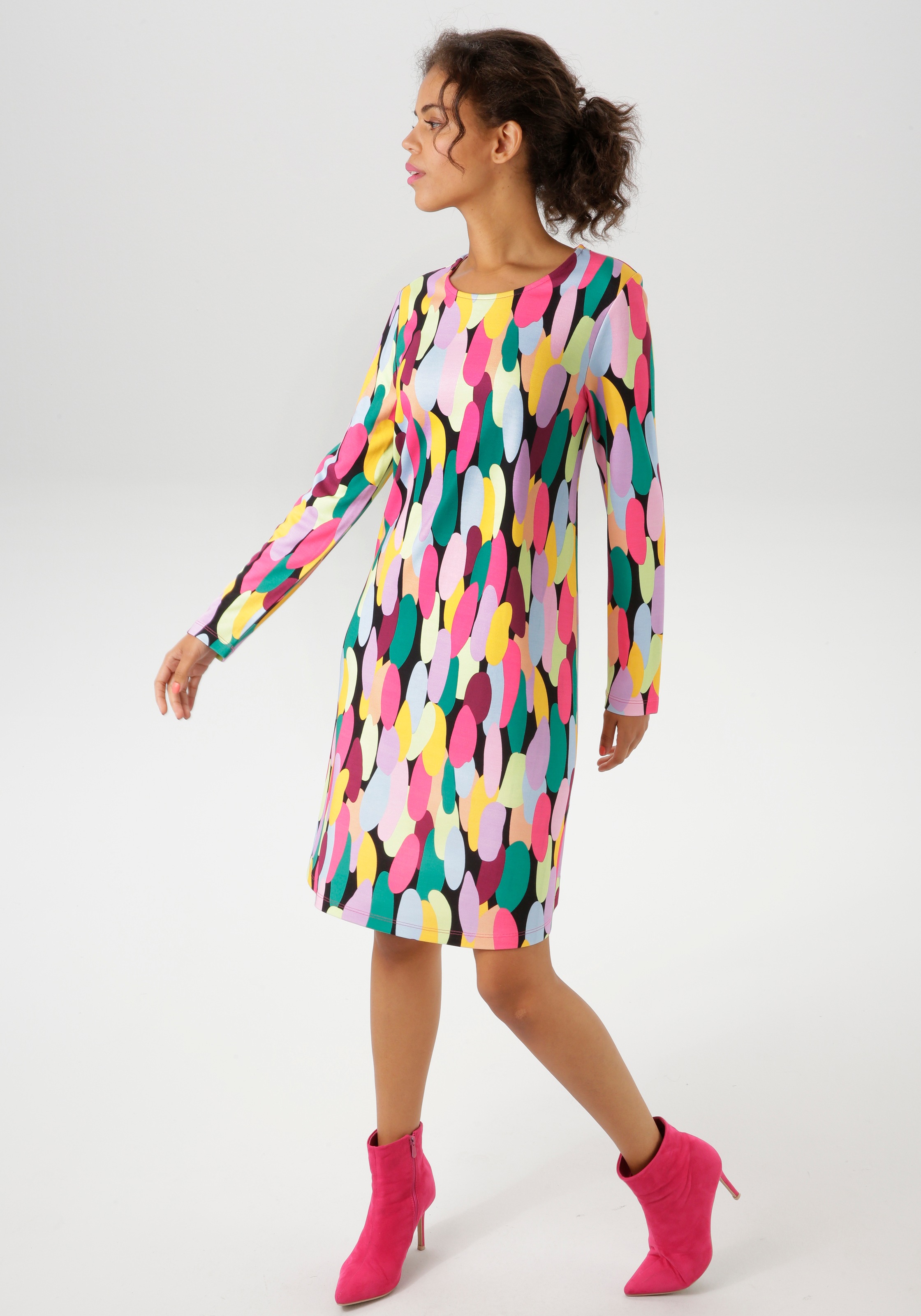 Aniston CASUAL Jerseykleid, mit farbenfrohen, grafischen Druck günstig online kaufen
