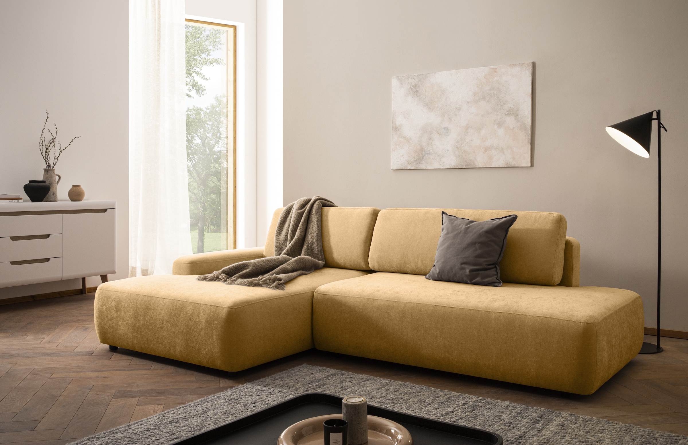 INOSIGN Ecksofa "TORGE, Schlafsofa Cord, Samtvelours u. Strukur fein, Couch günstig online kaufen