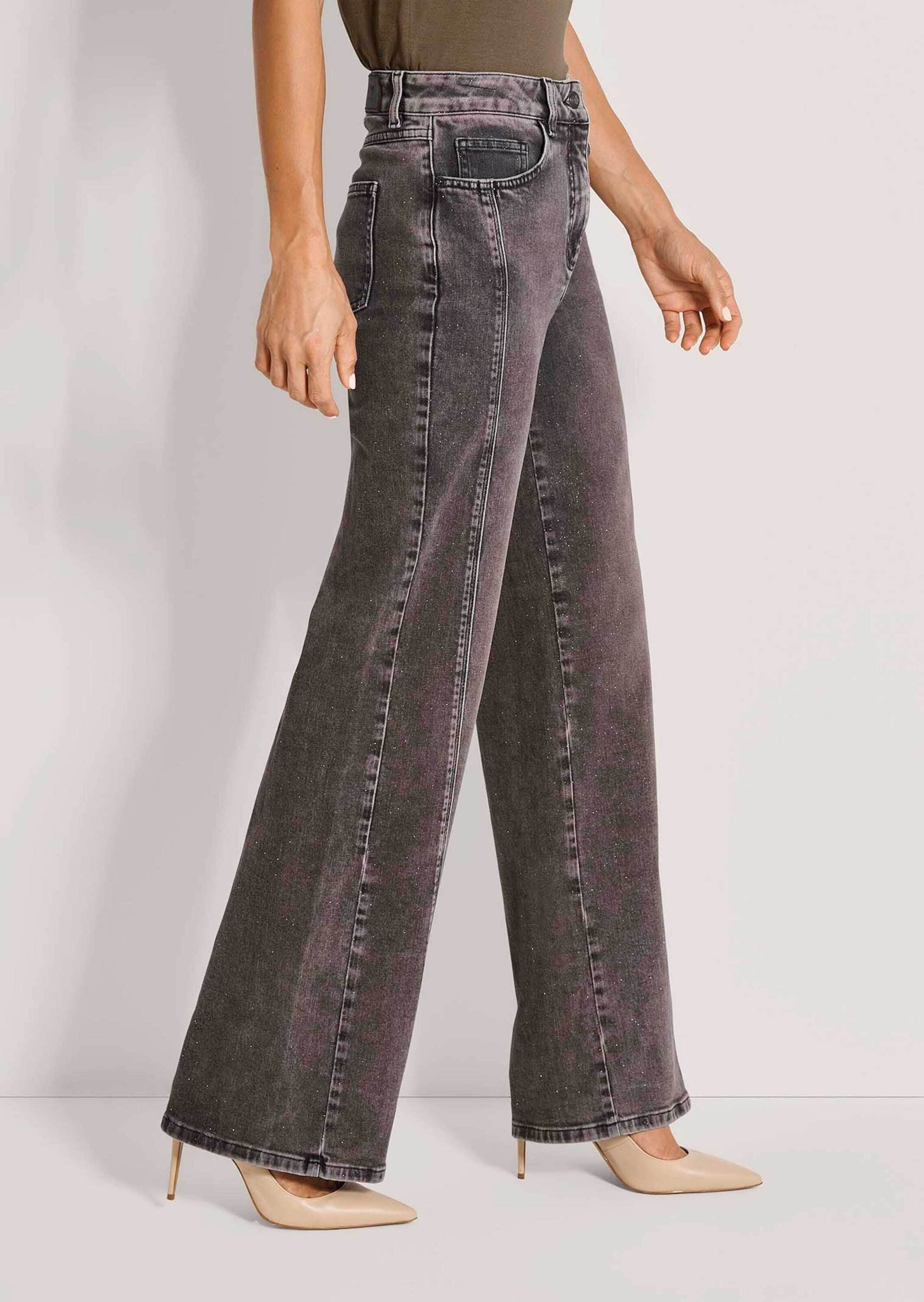 MADELEINE Regular-fit-Jeans »Hose Wide-Leg-Jeans mit Glitzer-Effekt«