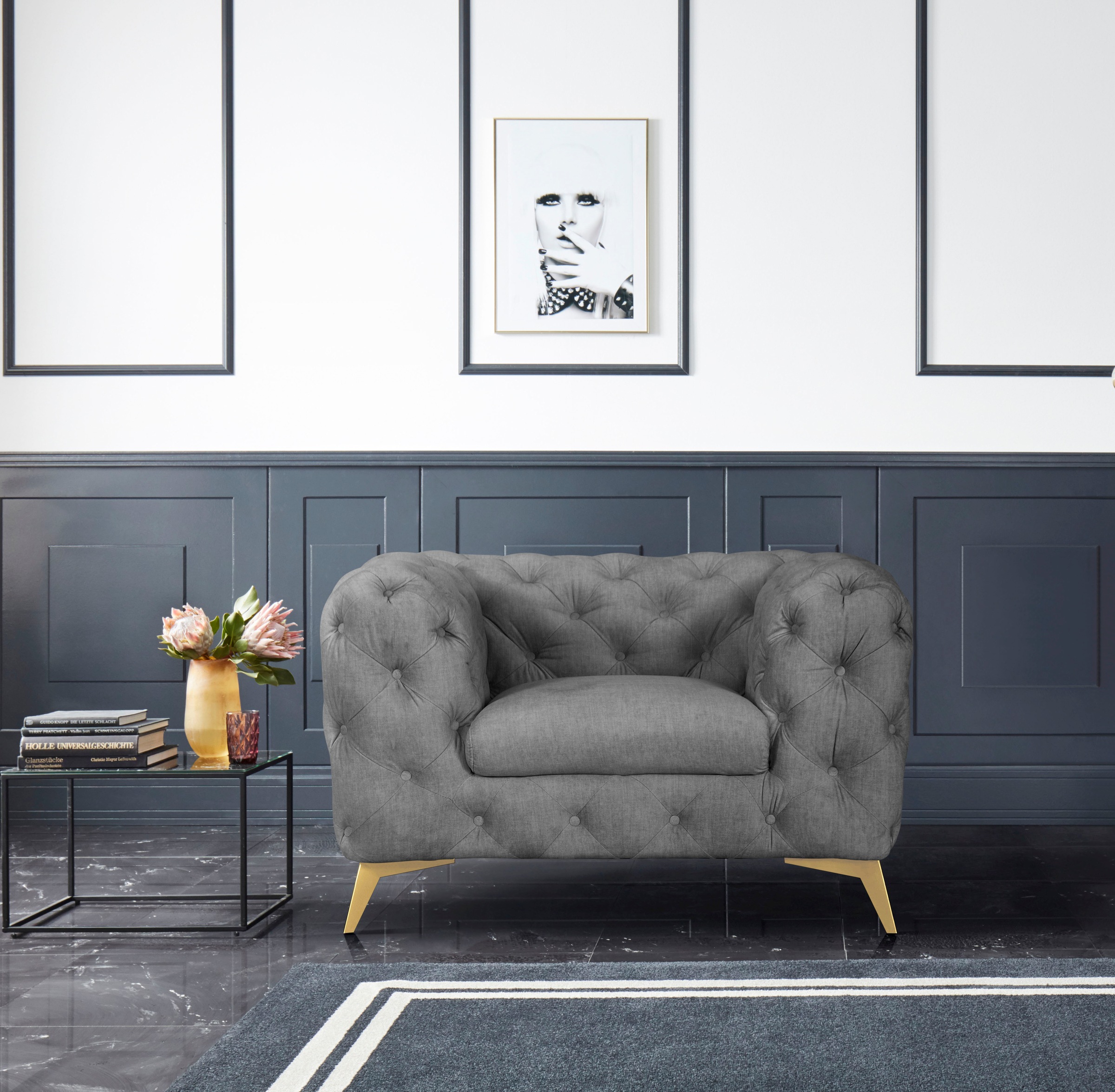 Home affaire Chesterfield-Sessel "Glynis Sessel" aufwändige Knopfheftung, m günstig online kaufen