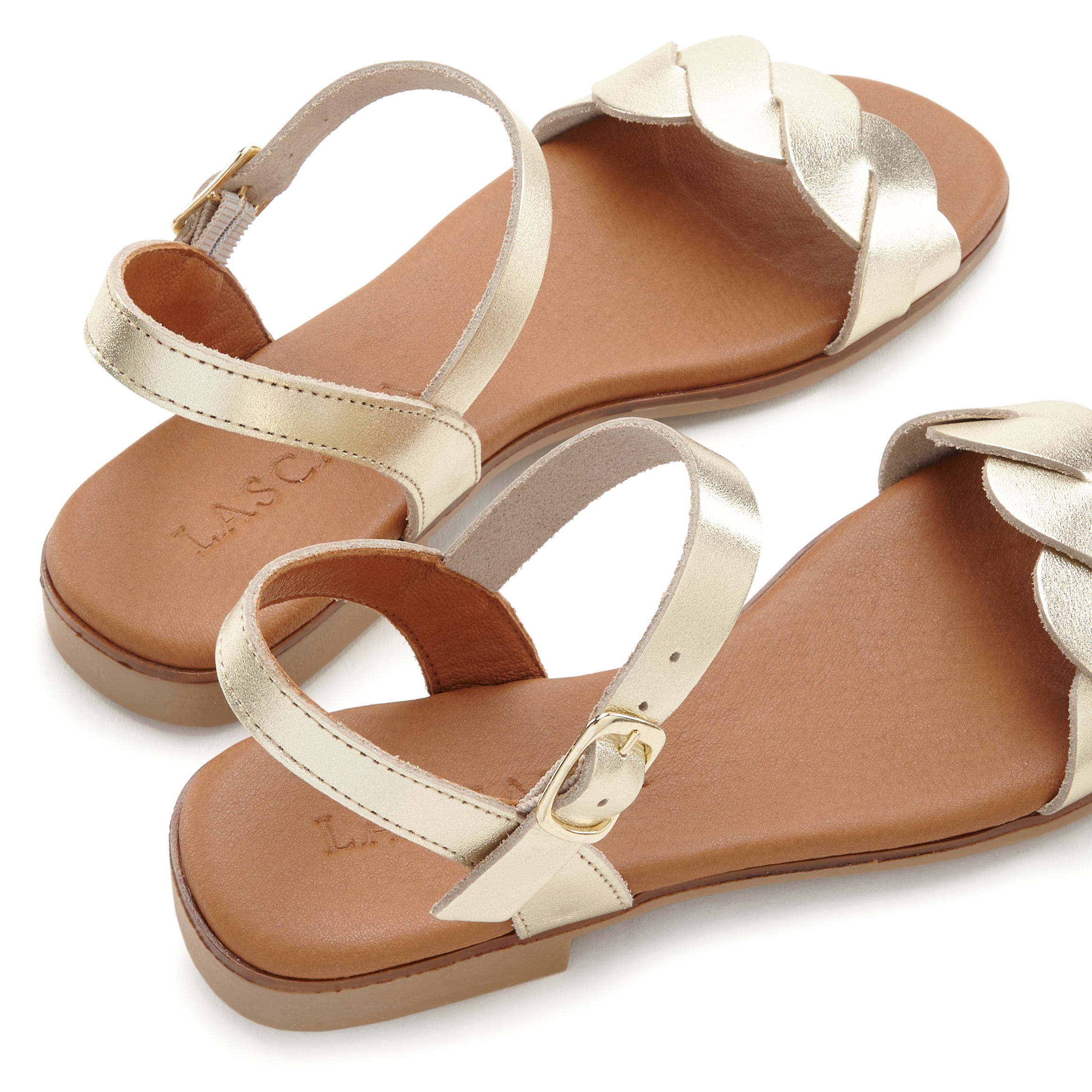 LASCANA Sandale »Sommerschuh«, aus Leder mit überkreuztem Wellenriemen, Sandalette, Sommerschuh