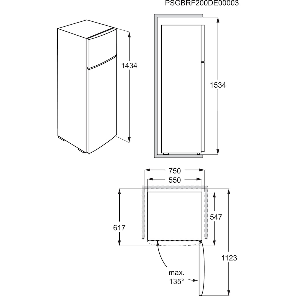 AEG Kühl-/Gefrierkombination »RDB424E1A«, RDB424E1AW, 143,4 cm hoch, 55 cm breit