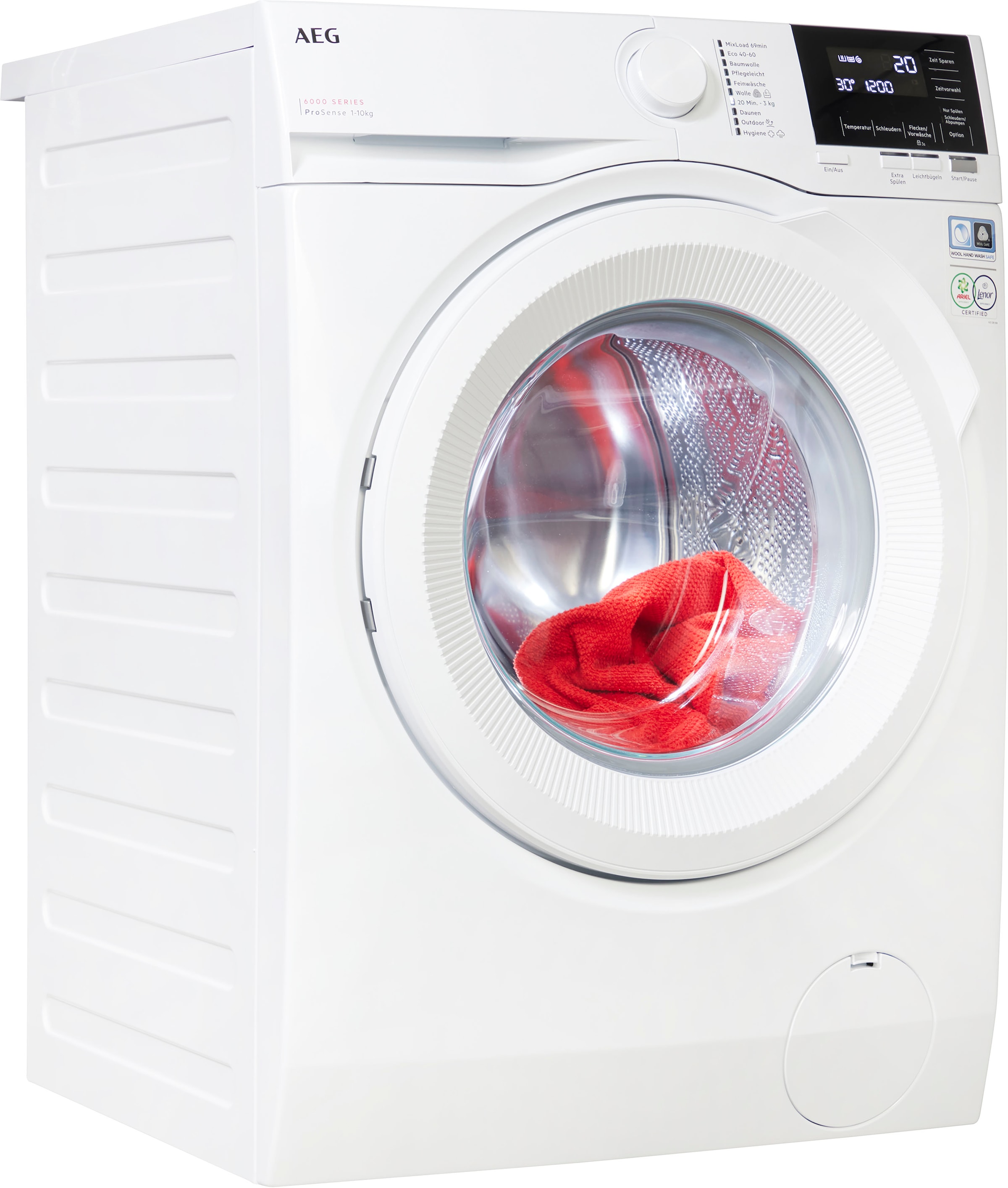 AEG Waschmaschine 6000 "LR6F60400", 10 kg, 1400 U/min, ProSense Mengenautomatik​ - spart bis 40% Zeit, Wasser und Energi