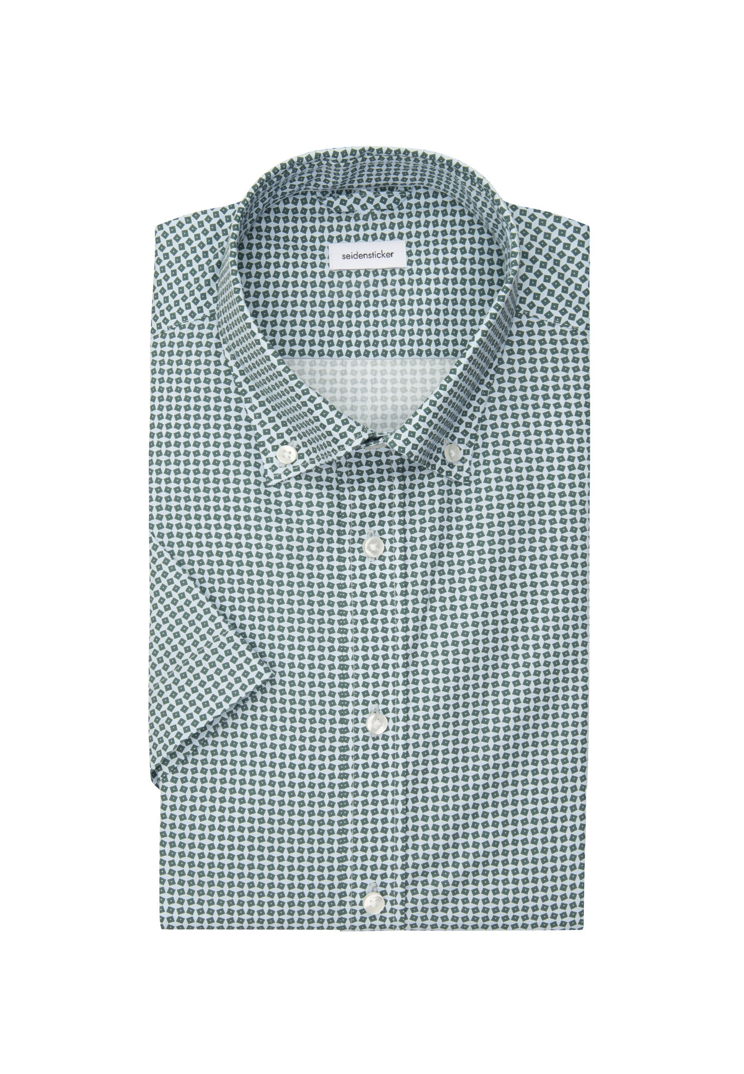 seidensticker Businesshemd »Slim«, Slim Kurzarm Button-Down-Kragen Druck