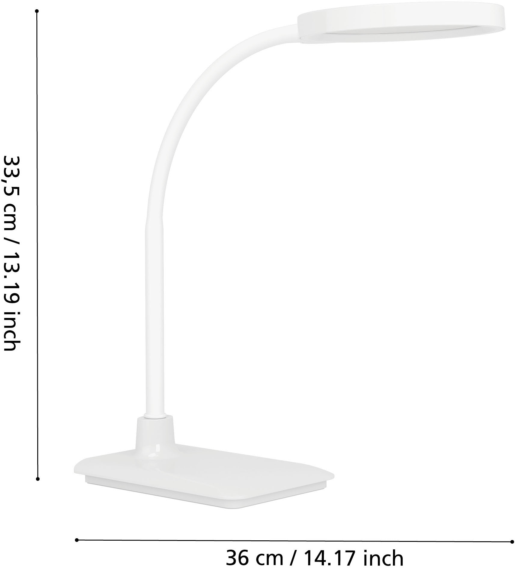 EGLO Tischleuchte »LAURO Tischlampe - Kunststoff - LED - 1X5,5W - IP20« LED-Modul 1 Stk. Kaltweiß | Neutralweiß | Warmweiß Nachttischlampe, Schreibtischleuchte, Leselampe, L33,5 x B14 x H36 cm