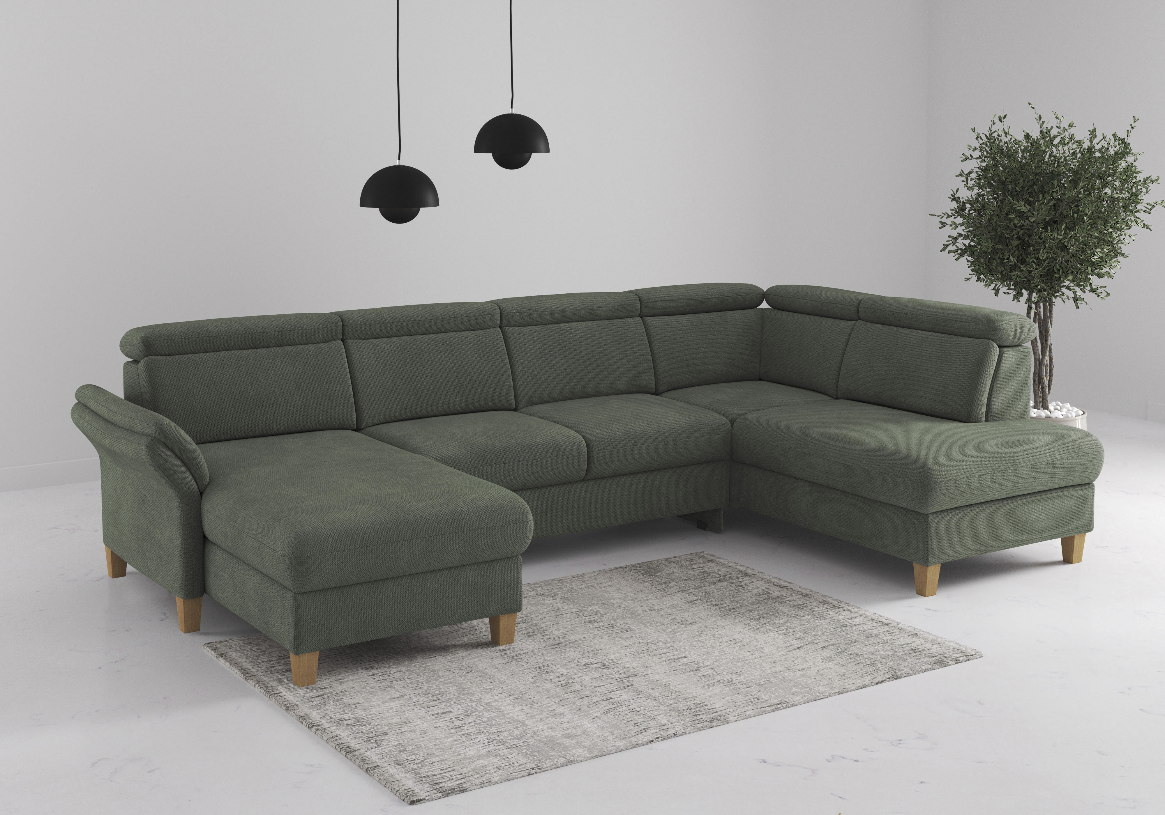 OTTO home Wohnlandschaft "Glendale, U-Form" inkl. Kopfteilverstellung, wahlweise mit Vorziehsitz und Bettkasten