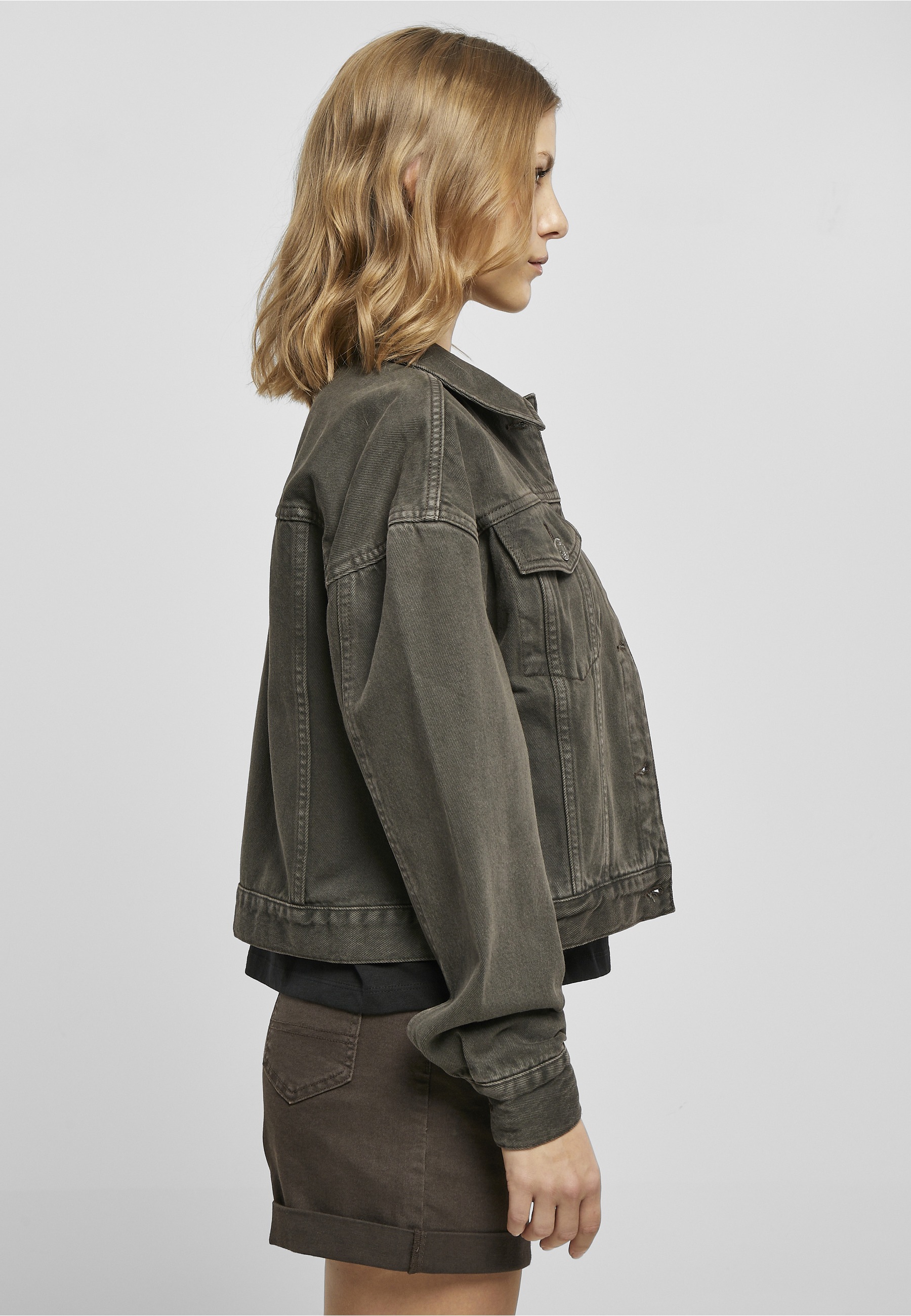 URBAN CLASSICS Jeansjacke »Urban Classics Damen Ladies Oversized Colored Denim Jacket« 1 Stk. tlg. ohne Kapuze