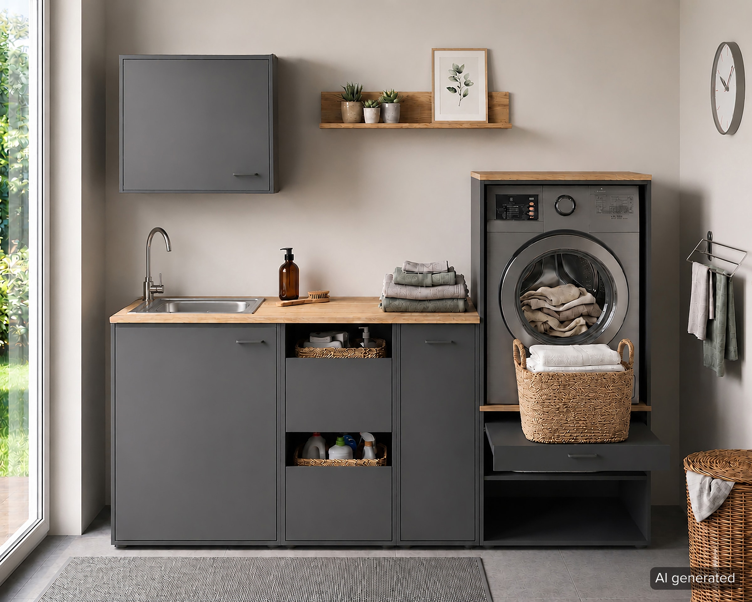 Schildmeyer Waschmaschinenumbauschrank »Solea, mit praktischem Auszug, Breite 67 cm, Made in Germany« 1 Stk. tlg. praktischer Auszug zum Abstellen eines Wäschekorbs, Made in Germany
