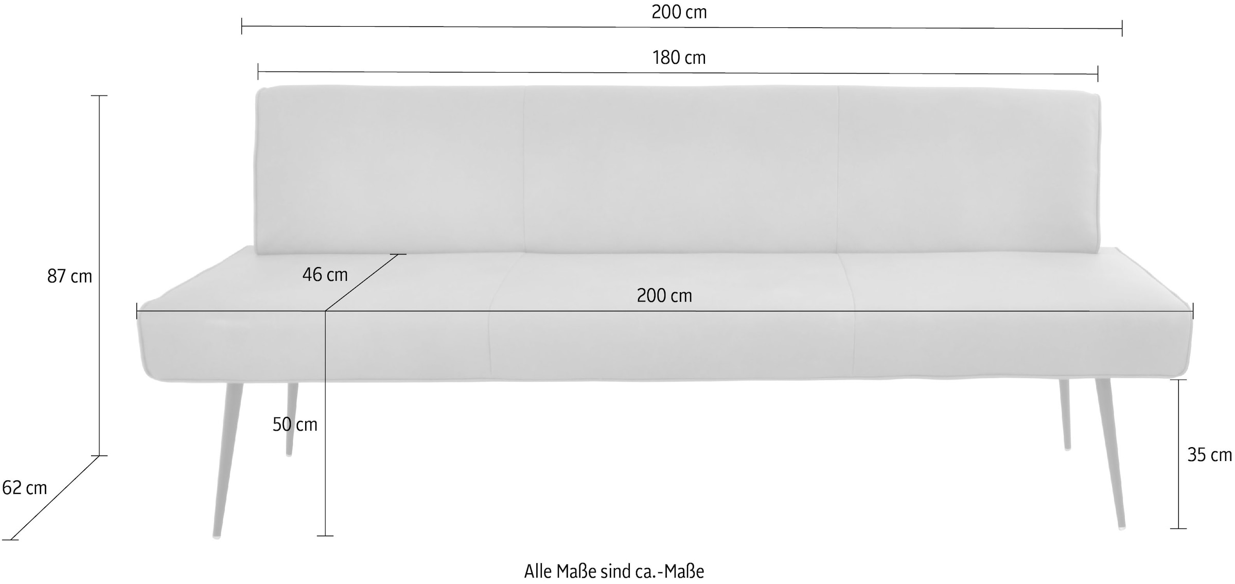 K+W Komfort & Wohnen Essgruppe »Giacomo I«, (6 tlg.), 2 Stühle und 2 Armlehnenstühle, Polsterbankbreite 200cm oder 177cm