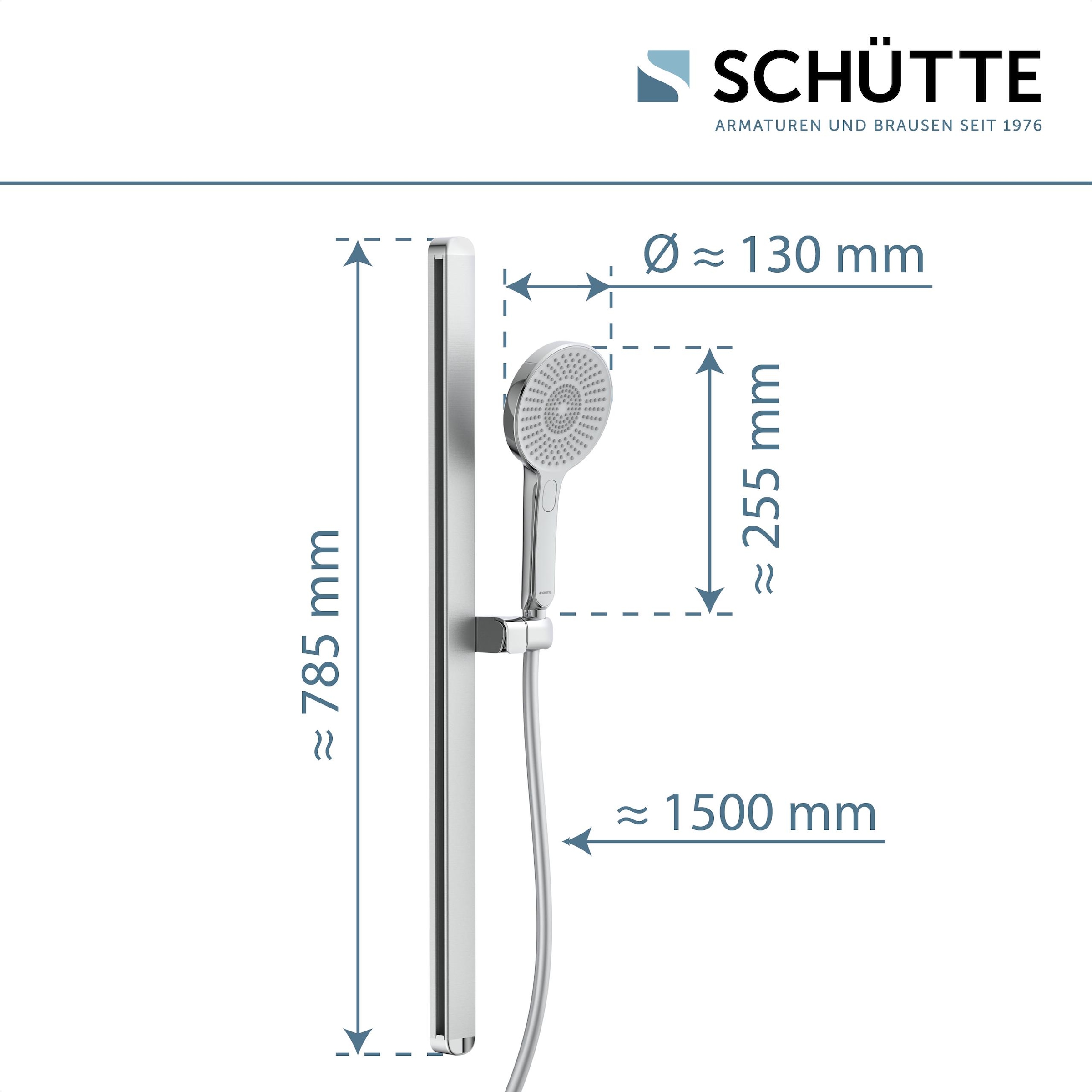 Schütte Stangenbrause-Set »KARIBIK Stangenbrause-Set, Chrom/Hellgrau, oval«, (Komplett-Set, 4 tlg.), chrom/hellgrau