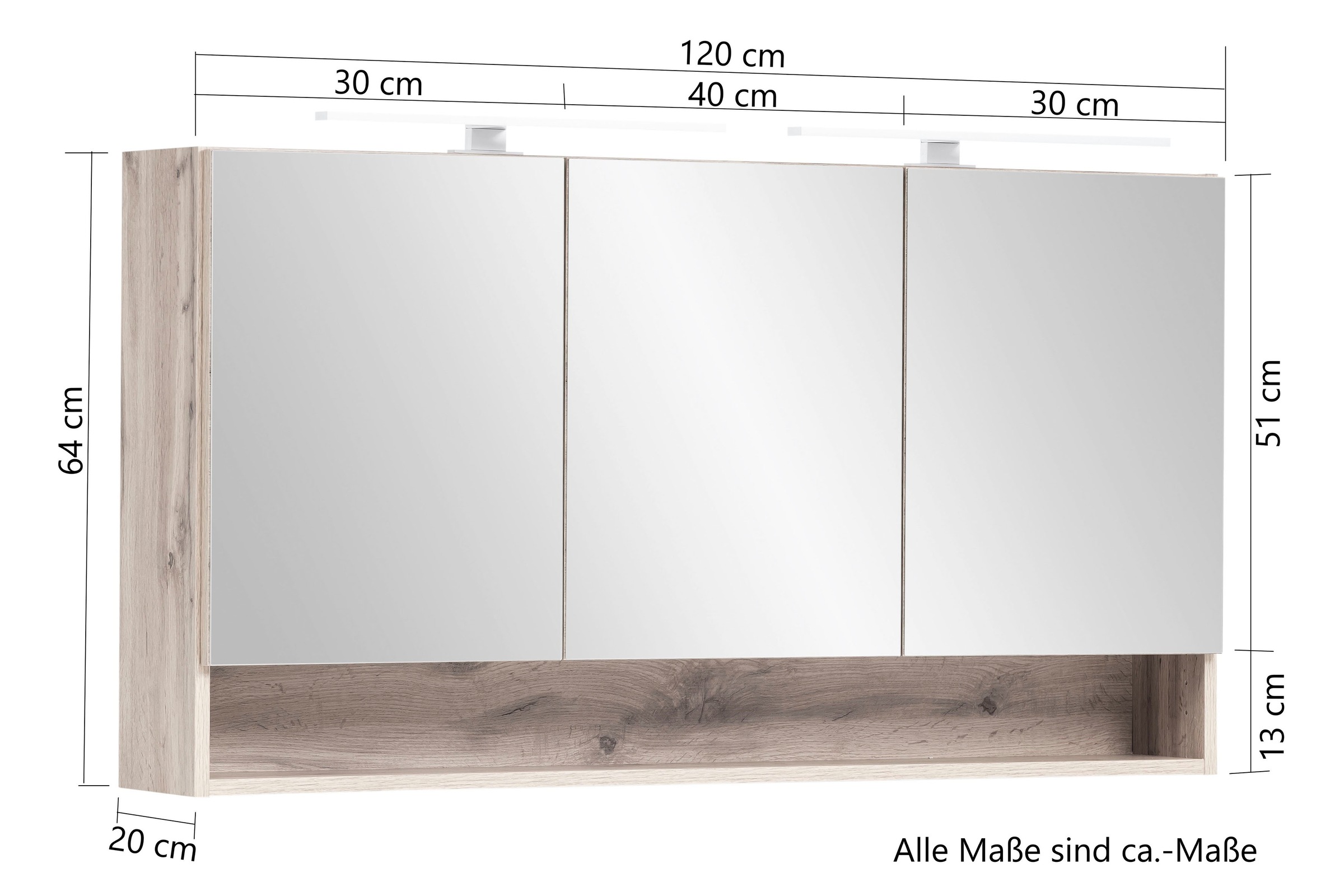 Abdeckplatte | BAUR Spiegelschrank kaufen mit St., HELD MÖBEL Badmöbel-Set Waschtisch), (2 Baumkante und »Stubach«,