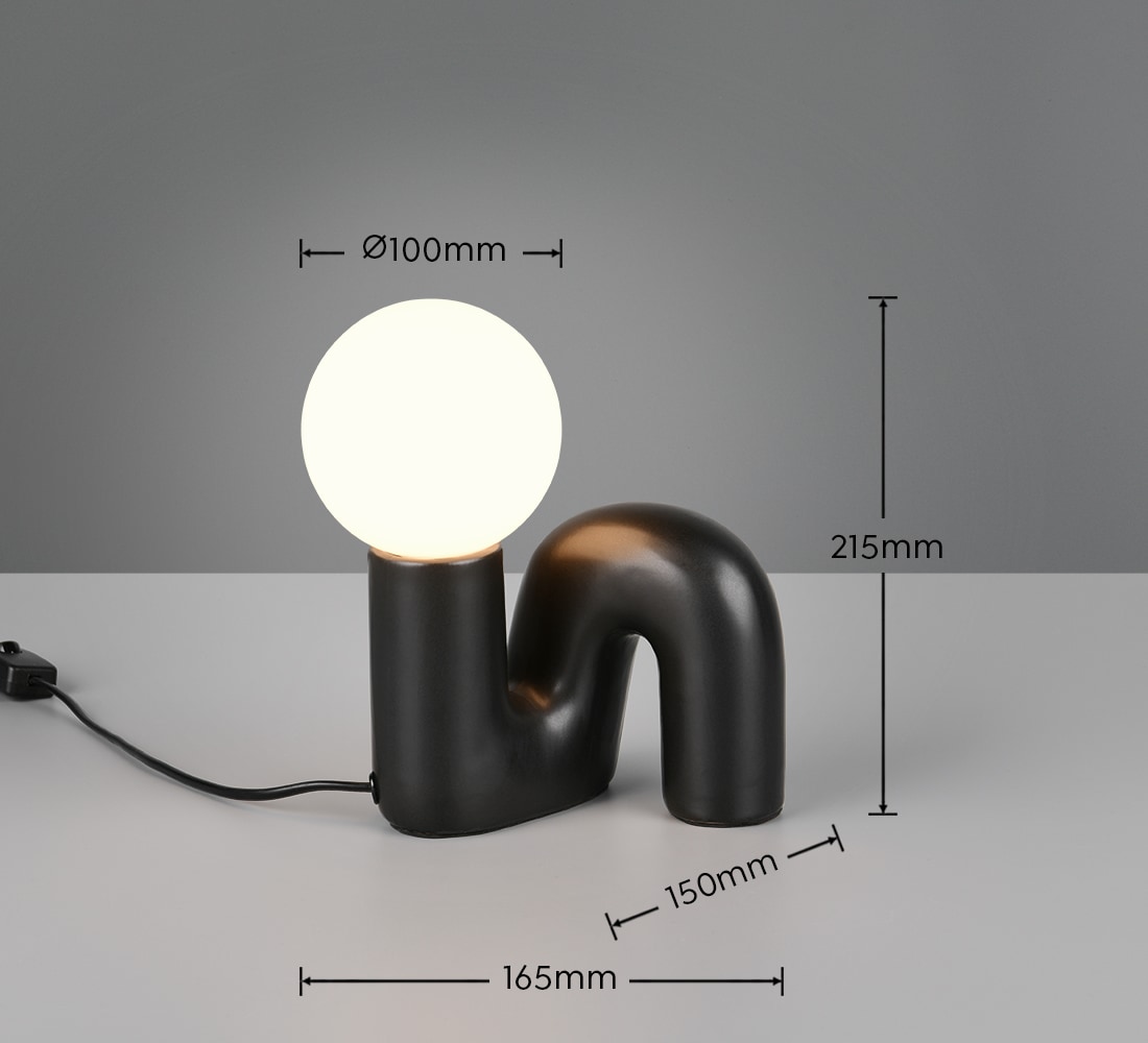 REALITY Leuchten Tischleuchte »QUINN, Keramik Tischlampe m. Glasschirm, Set inkl 2xG9 Leuchtmittel 3W« G9 2 Stk. Warmweiß Design Nachttischlampe, Schreibtischlampe Höhe 22cm, Glas Lampenschirm