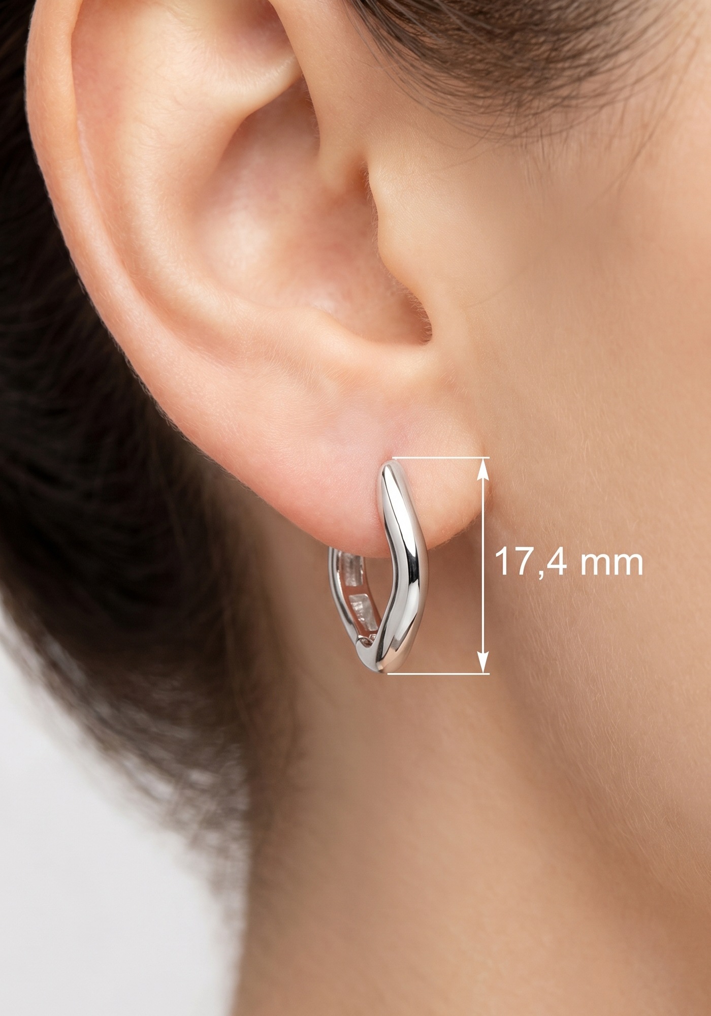 JOBO Paar Creolen »Ohrringe Welle 17 mm« 925 Silber rhodiniert oder vergoldet